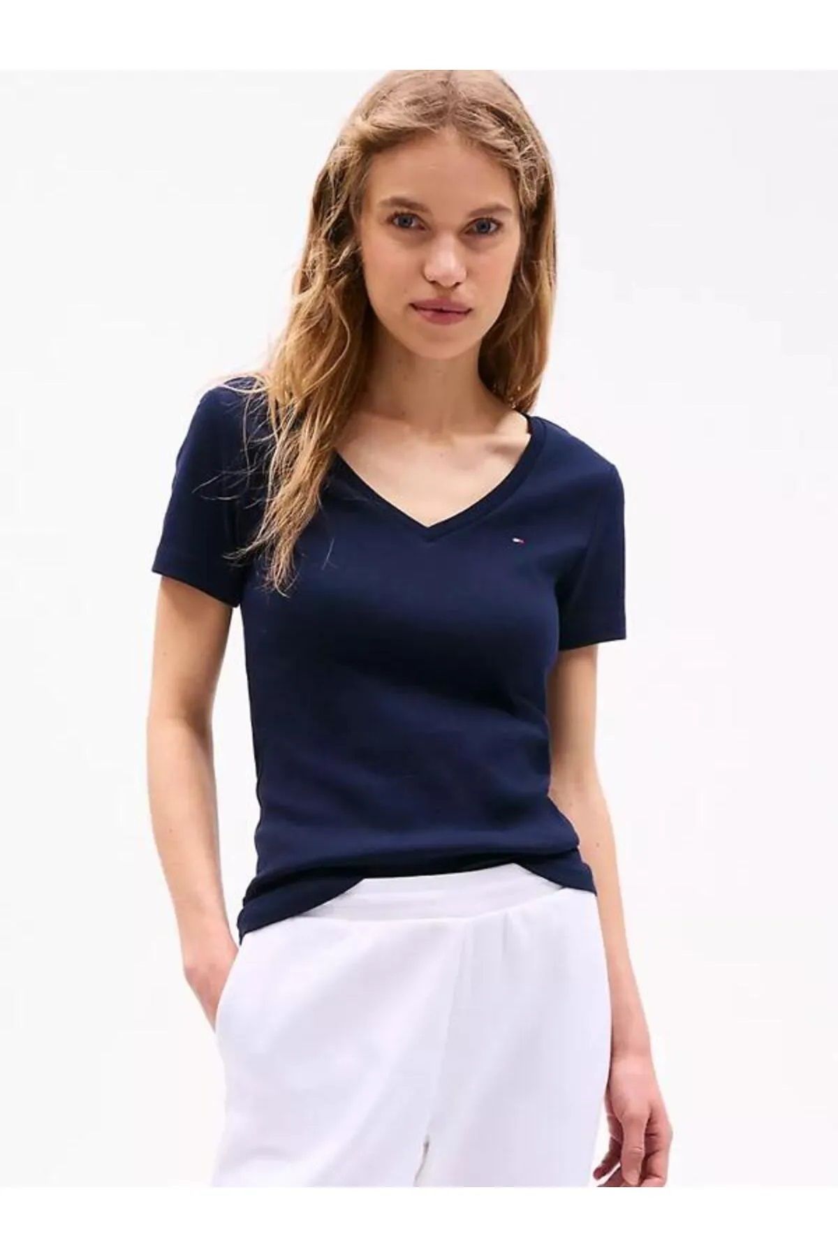 Hilfiger Denim _.TommyHilfiger V Yaka C-NK ORGANİK pamuk TShirt