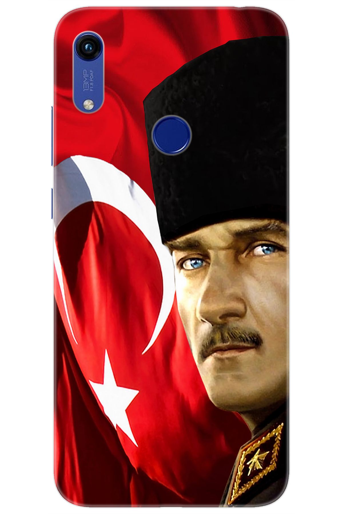 Ceppare Huawei Y6S 2019 (JAT-L41) Uyumlu Kılıf Desenli Silikon Atatürk ve Türk Bayrağı STK:726 CP-uriH6qk