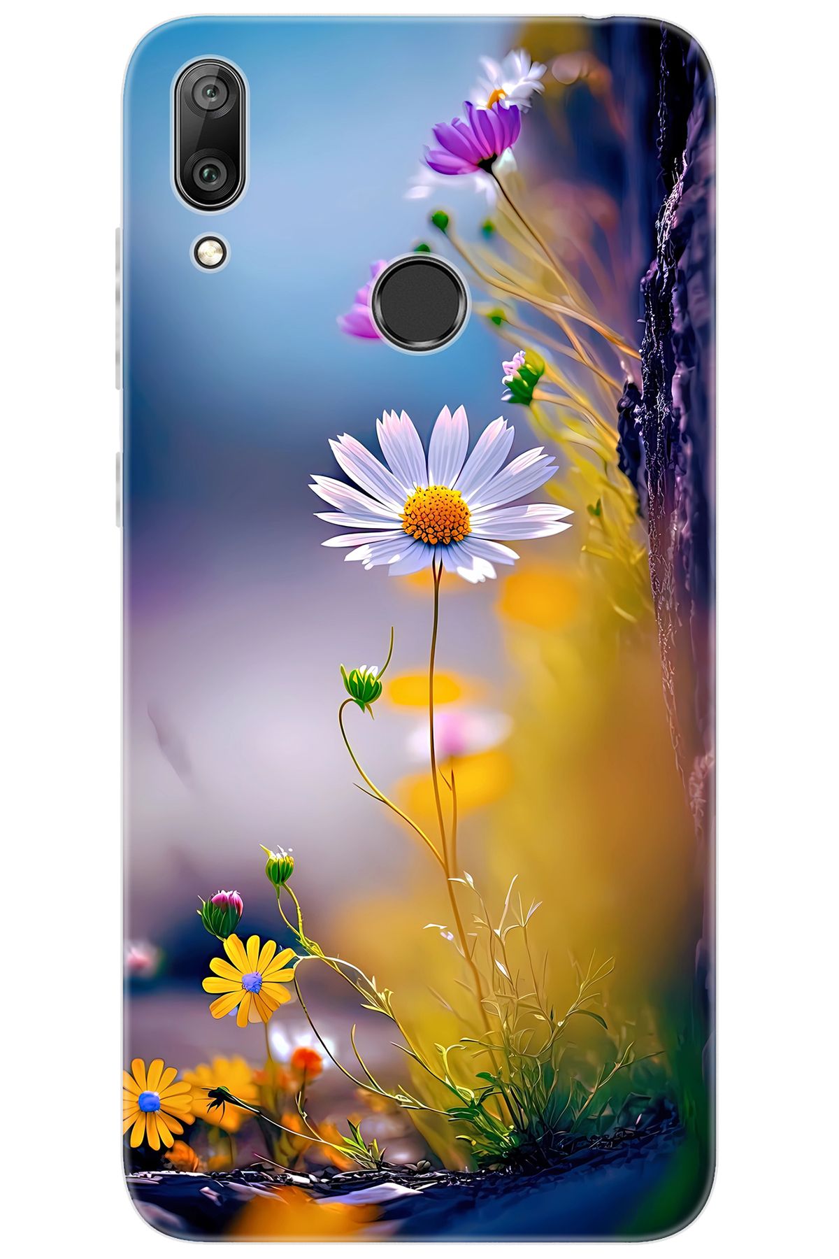 Ceppare Huawei Y7 2019 (DUB-LX1) Uyumlu Kılıf Desen Baskılı Silikon Papatya Seri STK:1000 CP-LwP0npe