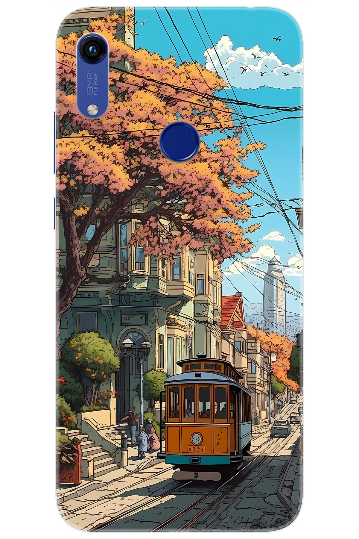 Ceppare Huawei Y6 2019 (MRD-LX1) Uyumlu Kılıf Desen Baskılı Silikon Tramvay STK:645 CP-AreG7iT