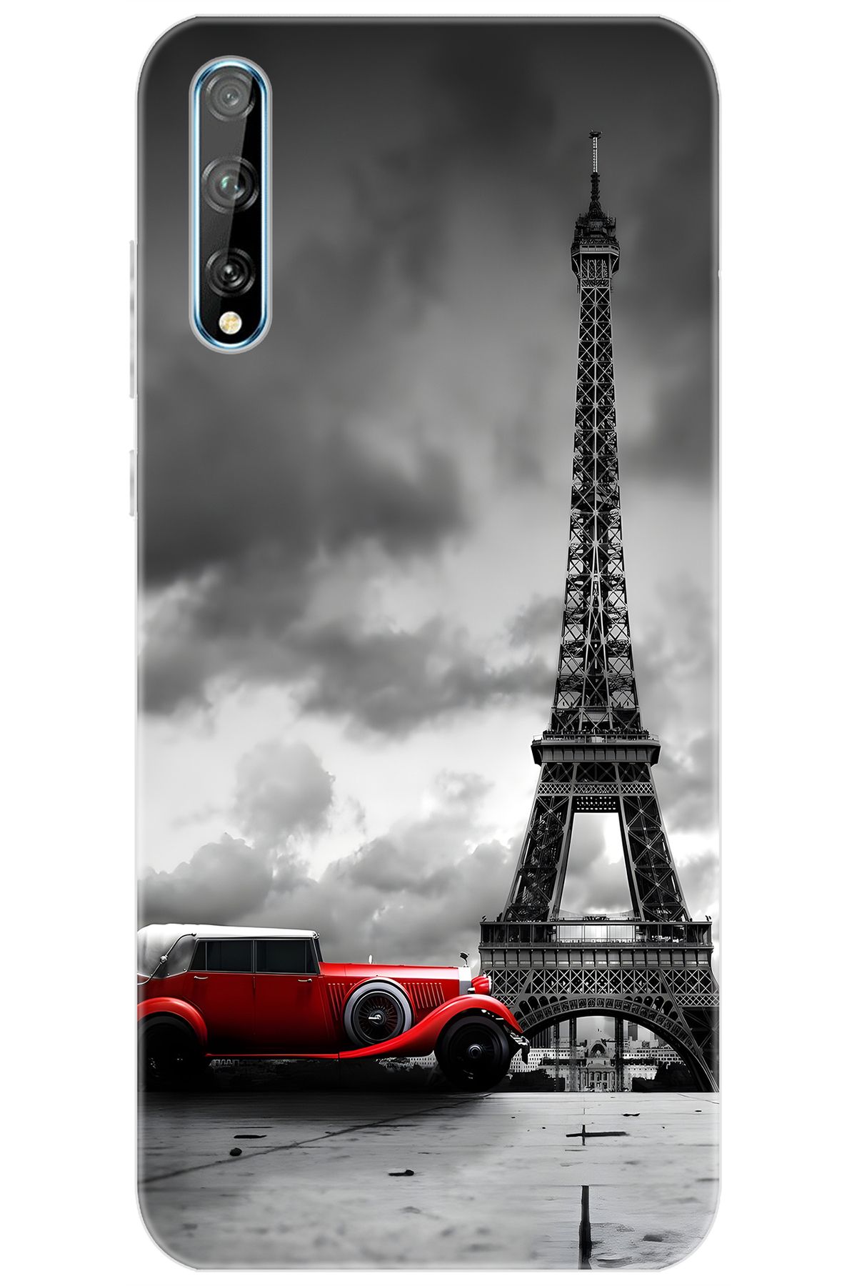 Ceppare Huawei Y8P (AQM-LX1) Uyumlu Kılıf Desen Baskı Silikon Eyfel Kırmızı Araba STK:709 CP-qhqc8vY