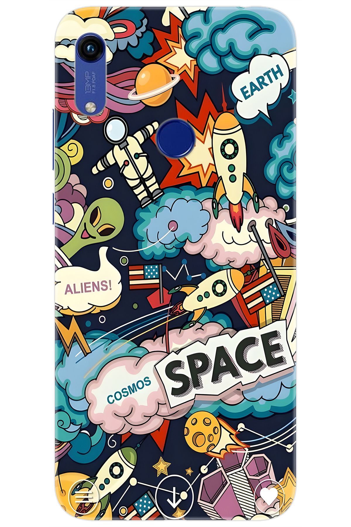 Ceppare Huawei Y6S 2019 (JAT-L41) Uyumlu Kılıf Desen Baskılı Silikon Space STK:633 CP-QVuiYCT