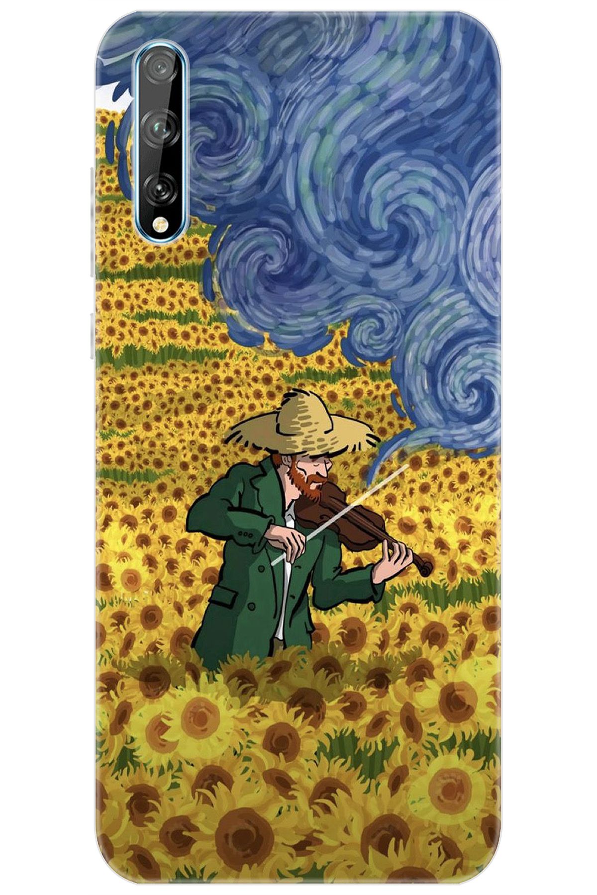 Ceppare Huawei Y8P (AQM-LX1) Uyumlu Kılıf Desen Silikon Sunflower Ayçiçeği Tarlası S:756 CP-xf5RICr