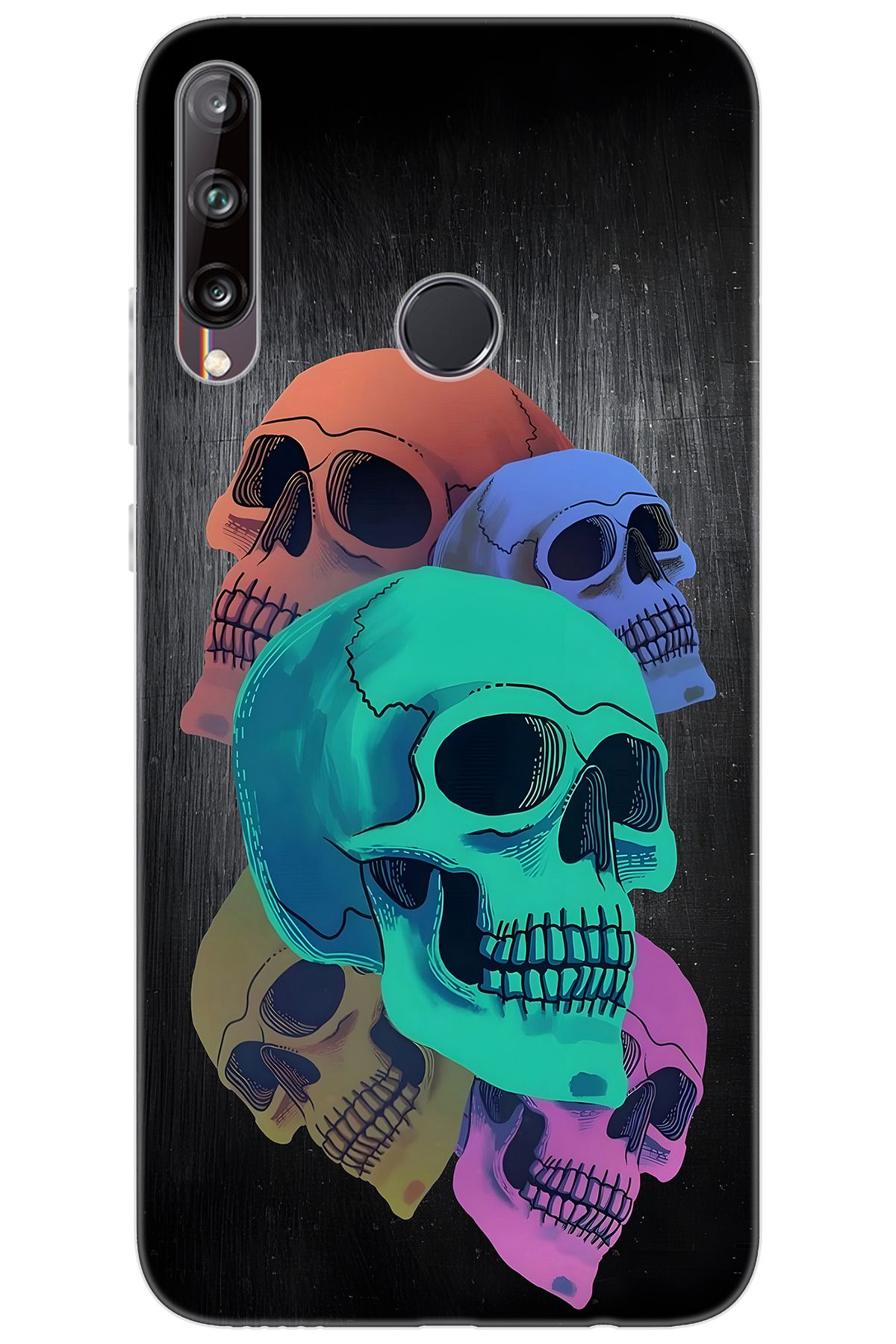 Ceppare Huawei Y7P (ART-L29) Uyumlu Kılıf Desenli Silikon Renkli Kuru Kafalar STK:712 CP-KioGCEC