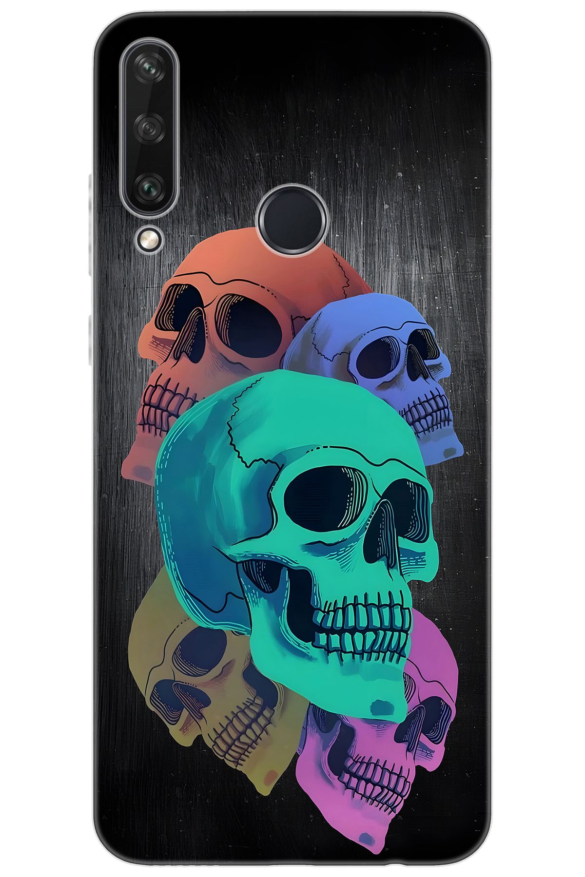 Ceppare Huawei Y6P (MED-LX9N) Uyumlu Kılıf Desenli Silikon Renkli Kuru Kafalar STK:712 CP-IbLzaQm