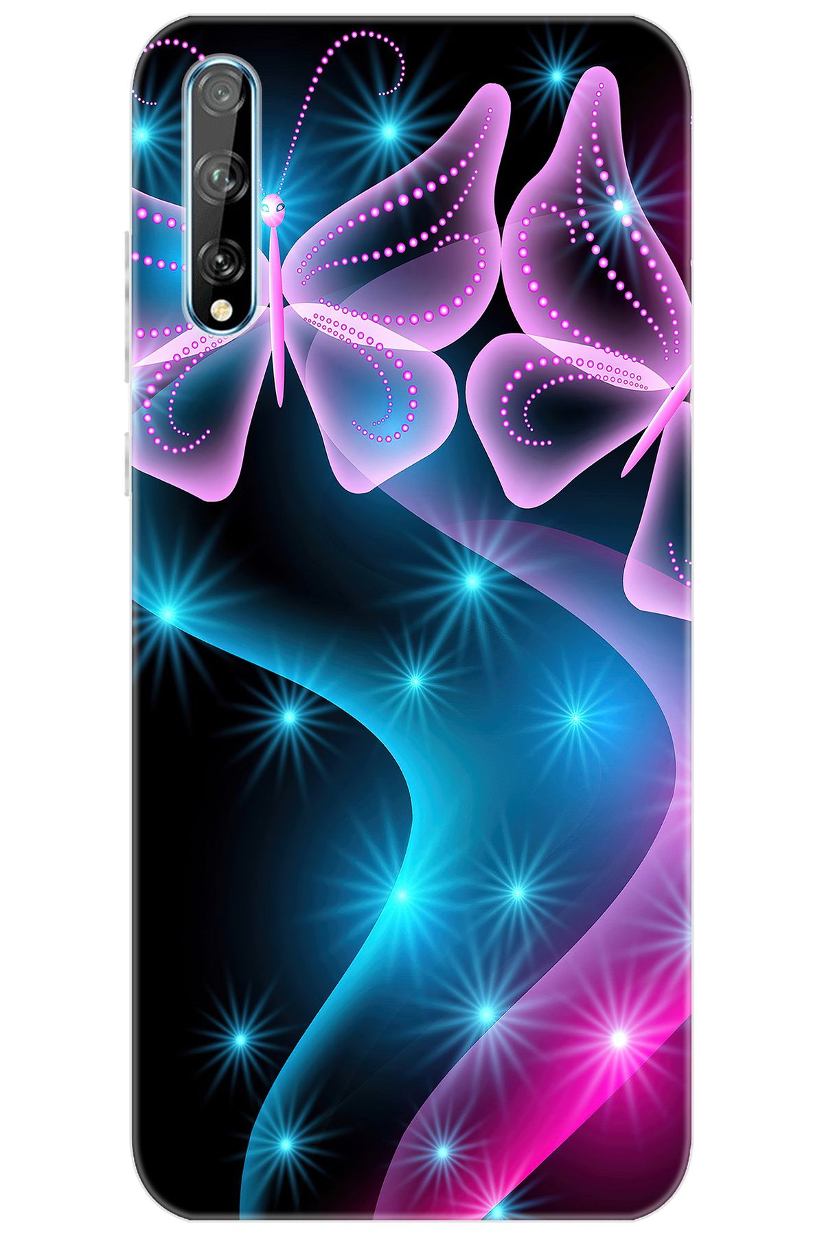 Ceppare Huawei Y8P (AQM-LX1) Uyumlu Kılıf Desen Baskılı Silikon Kelebek Dalga STK:113 CP-dBElFkV