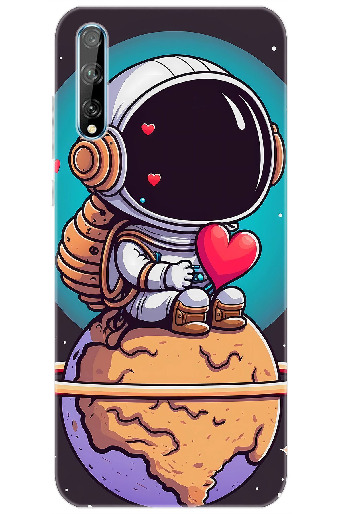 Ceppare Huawei Y8P (AQM-LX1) Uyumlu Kılıf Desen Baskılı Silikon Astronot Serisi STK:1007 CP-SC0MBLb