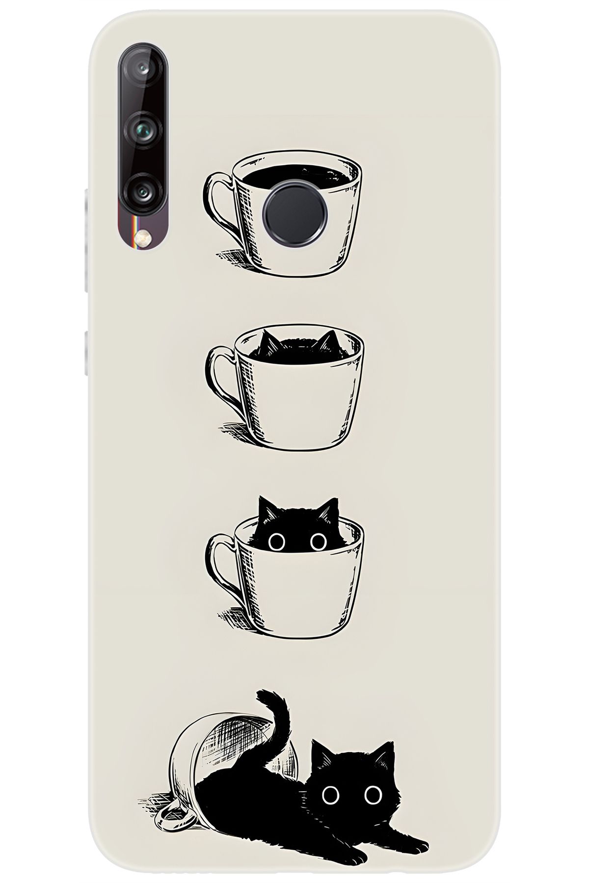 Ceppare Huawei Y7P (ART-L29) Uyumlu Kılıf Desenli Silikon Kedi ve Kahve Çizimi STK:707 CP-apvVQz0
