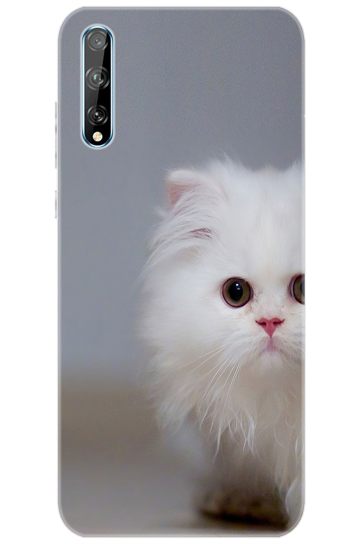 Ceppare Huawei Y8P (AQM-LX1) Uyumlu Kılıf Desen Baskılı Silikon Beyaz Kedi STK:139 CP-JYJQQuu
