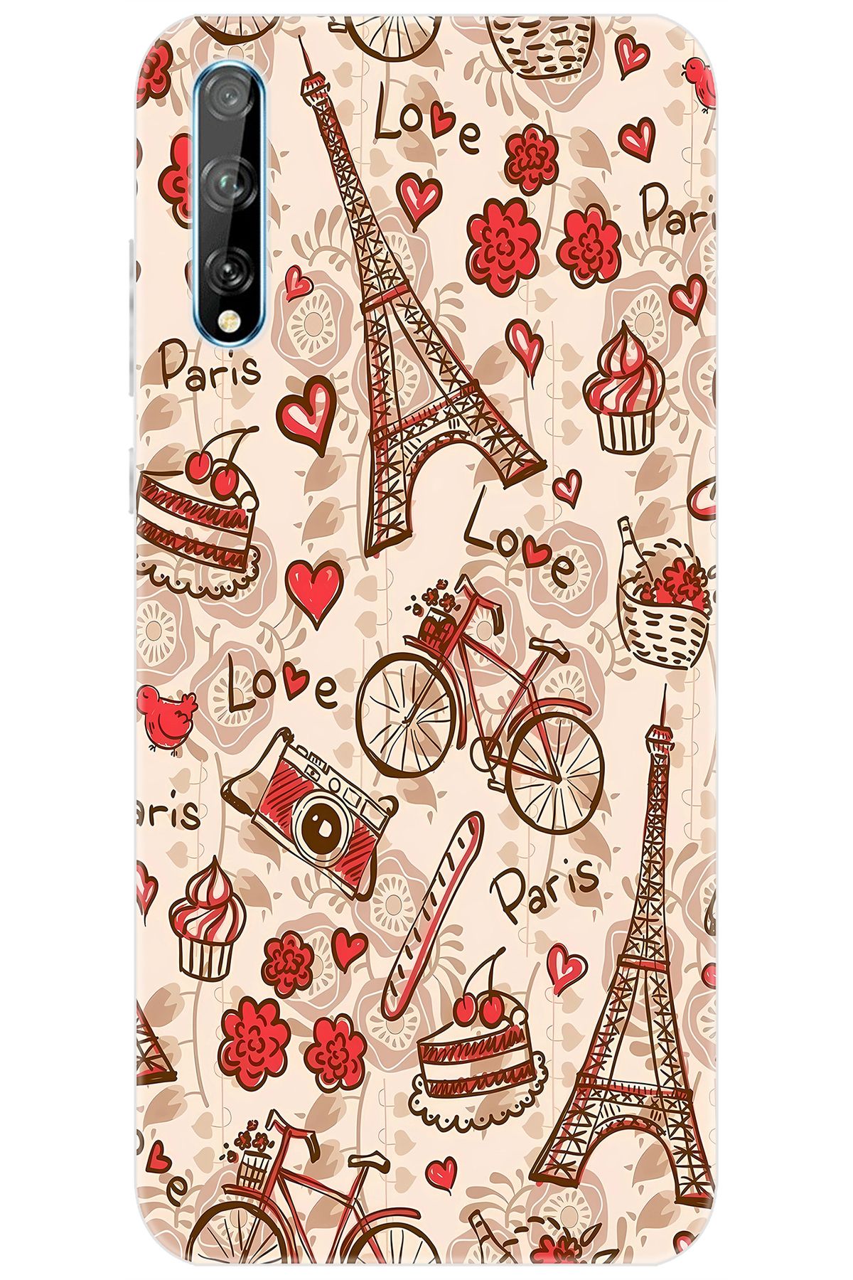 Ceppare Huawei Y8P (AQM-LX1) Uyumlu Kılıf Desen Baskılı Silikon Eyfel Serisi STK:678 CP-yNbGz6P