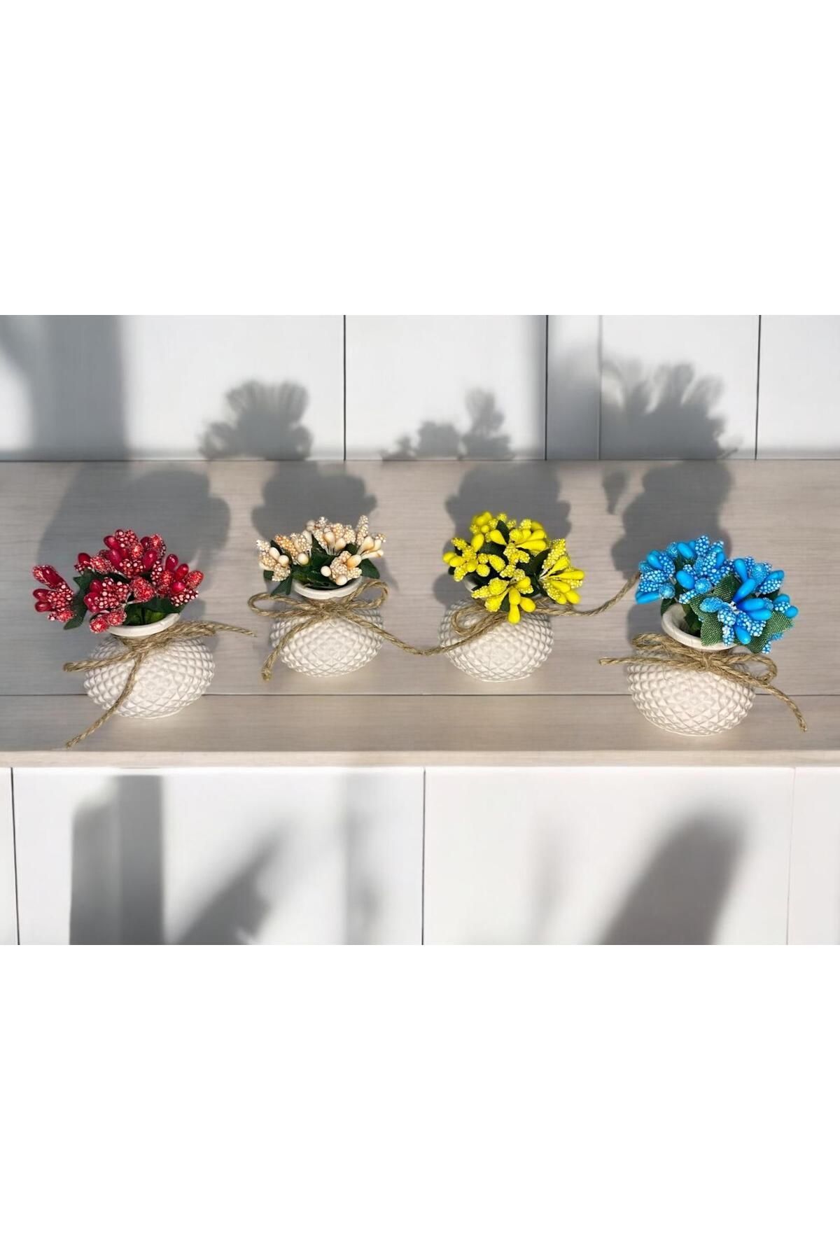 MelDef Dörtlü Dekoratif Mini Set Çiçekli