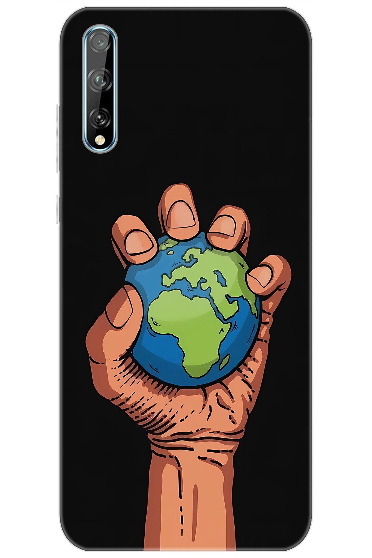 Ceppare Huawei Y8P (AQM-LX1) Uyumlu Kılıf Desen Baskılı Silikon El ve Dünya STK:664 CP-i4fxCSt