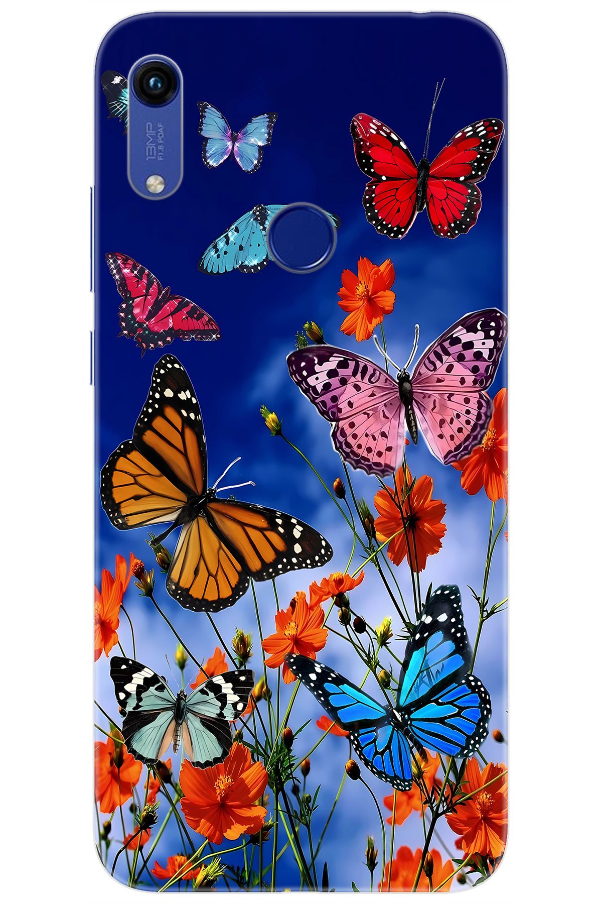 Ceppare Huawei Y6S 2019 (JAT-L41) Uyumlu Kılıf Desen Baskılı Silikon Renkli Kelebekler STK:741 CP-drXY66v