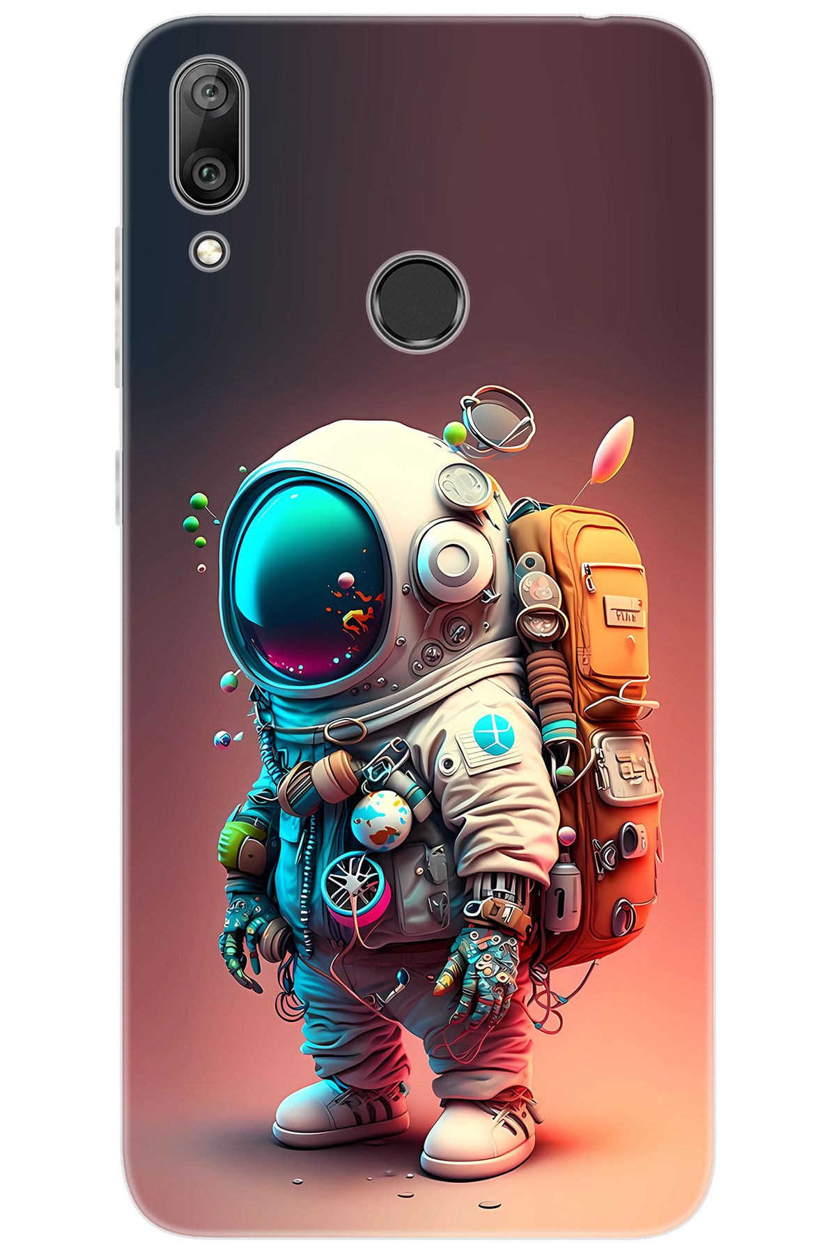 Ceppare Huawei Y7 2019 (DUB-LX1) Uyumlu Kılıf Desen Baskılı Silikon Astronot STK:682 CP-ZAEvAru