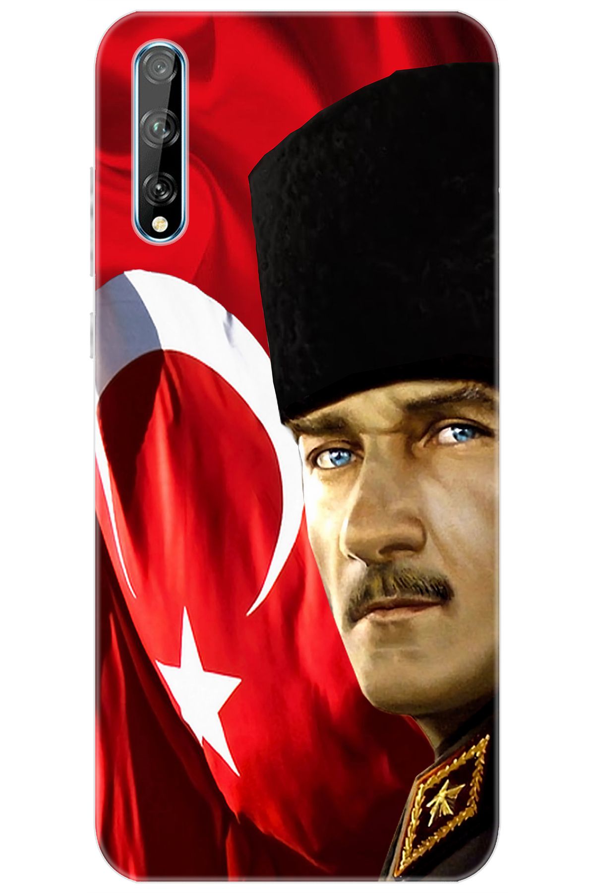 Ceppare Huawei Y8P (AQM-LX1) Uyumlu Kılıf Desenli Silikon Atatürk ve Türk Bayrağı STK:726 CP-shGwz4B