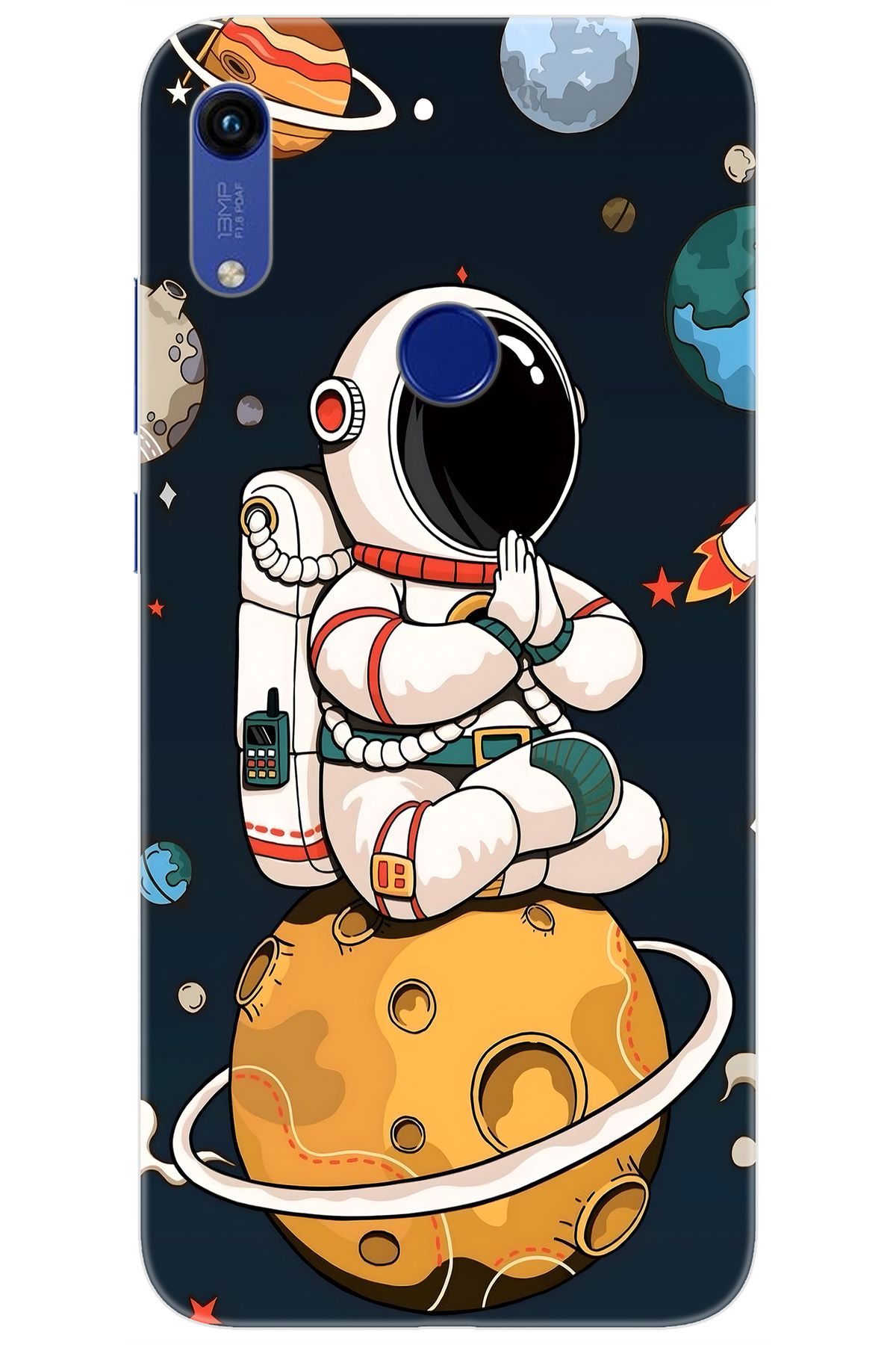 Ceppare Huawei Y6 PRO 2019 (MRD-LX2) Uyumlu Kılıf Desen Baskılı Silikon Astronot STK:695 CP-FLyQCtg