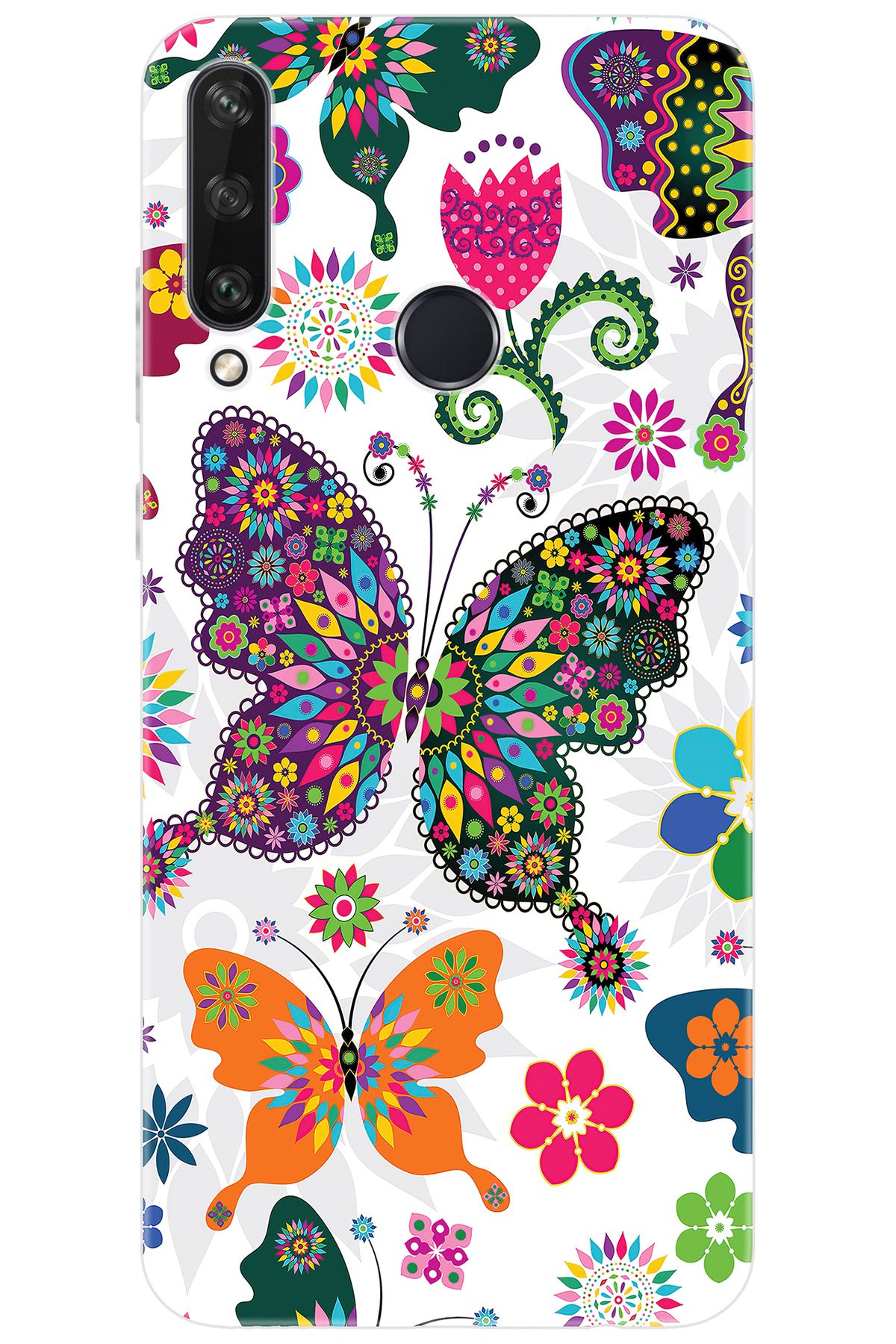 Ceppare Huawei Y6P (MED-LX9N) Uyumlu Kılıf Desen Baskılı Silikon Renkli Kelebekler STK:541 CP-NVbmIXf