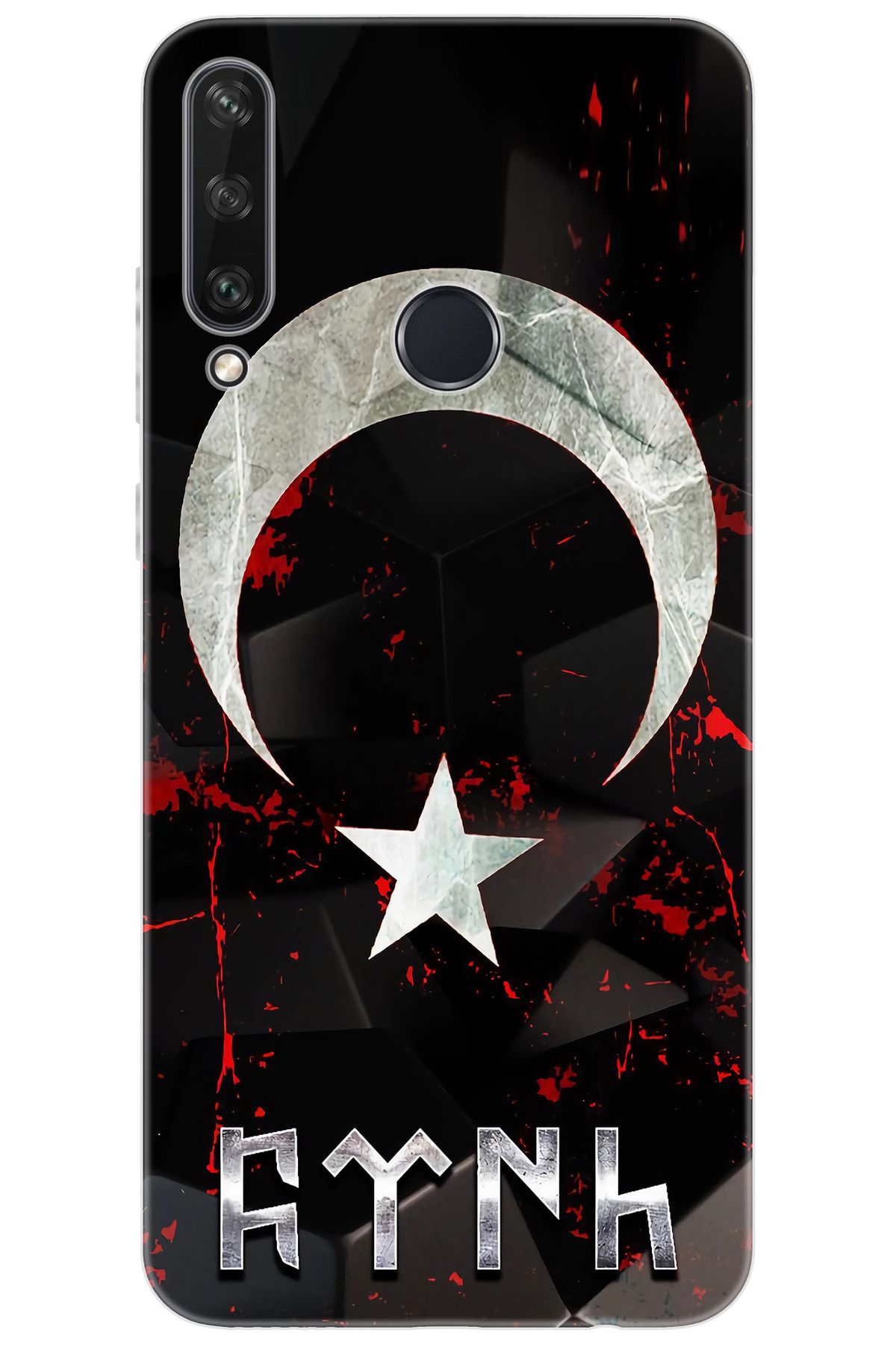 Ceppare Huawei Y6P (MED-LX9N) Uyumlu Kılıf Desen Silikon Ay Yıldız ve Göktürkçe STK:636 CP-Ccw5nIu