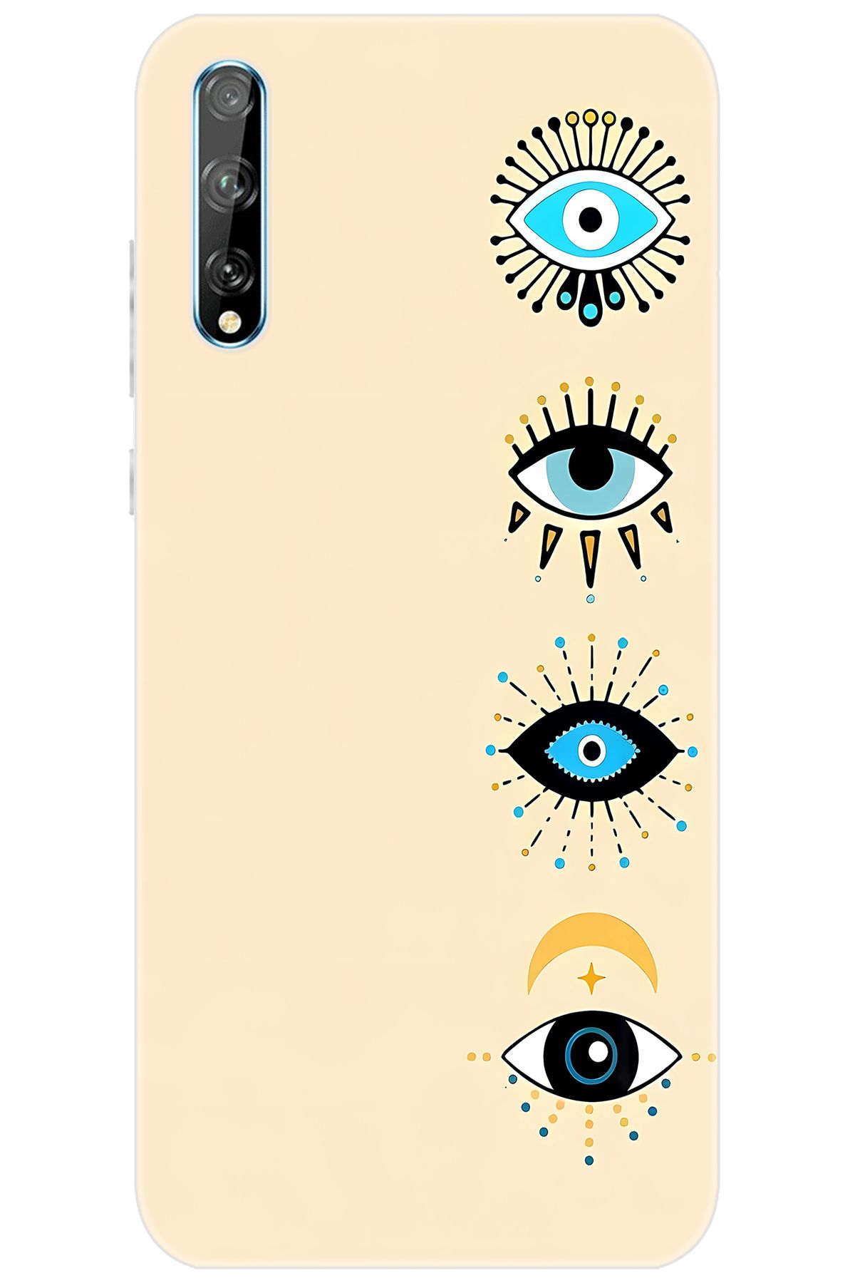 Ceppare Huawei Y8P (AQM-LX1) Uyumlu Kılıf Desen Baskılı Silikon Nazar Gözler STK:742 CP-u8StVtl