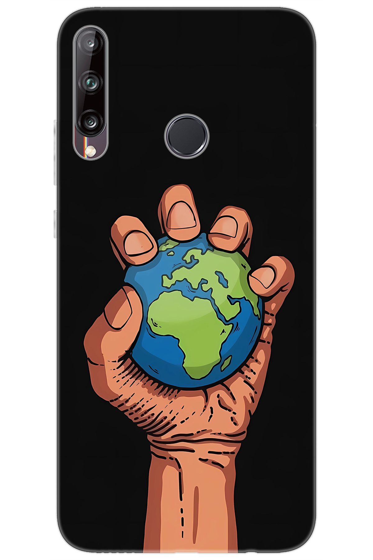 Ceppare Huawei Y7P (ART-L29) Uyumlu Kılıf Desen Baskılı Silikon El ve Dünya STK:664 CP-K1FzWdV