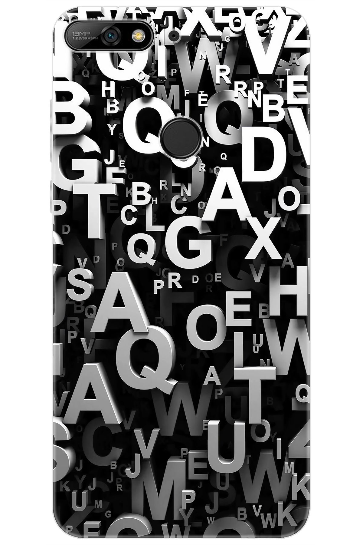 Ceppare Huawei Y7 2018 (LDN-L01) Uyumlu Kılıf Desen Baskılı Silikon Harfler STK:739 CP-pL8bbnG