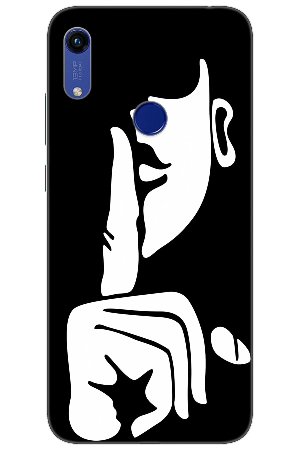 Ceppare Huawei Y6S 2019 (JAT-L41) Uyumlu Kılıf Desenli Silikon Siyah Beyaz Sessizlik STK:653 CP-WjdQ9Fw