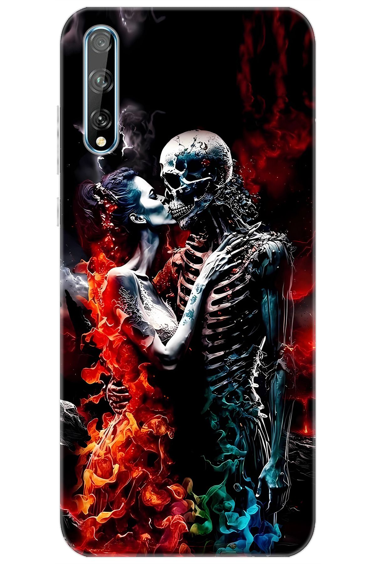 Ceppare Huawei Y8P (AQM-LX1) Uyumlu Kılıf Desen Baskılı Silikon İskelet Aşıklar STK:666 CP-UD4kXbJ