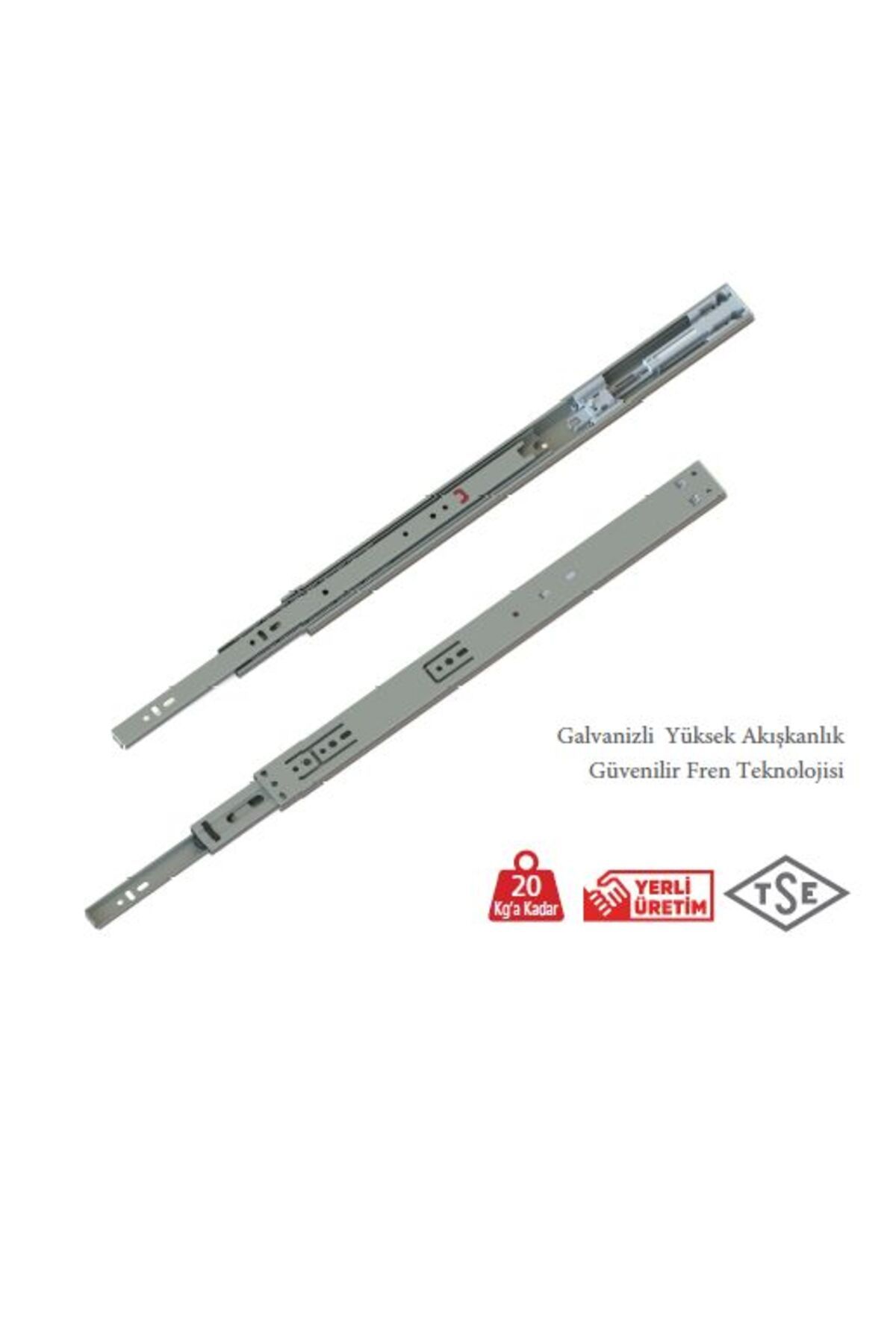 CANEX En 35 mm Frenli Teleskopik Bilyalı Çekmece Rayı - 50 cm (5 Takım)