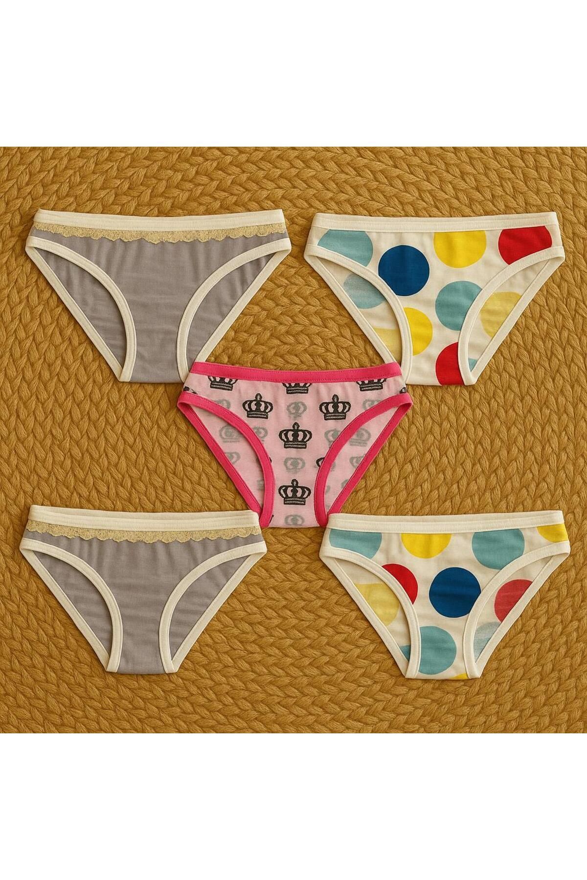 MODA 5'li Karışık Desenli Kadın Slip Külot Seti - Renkli