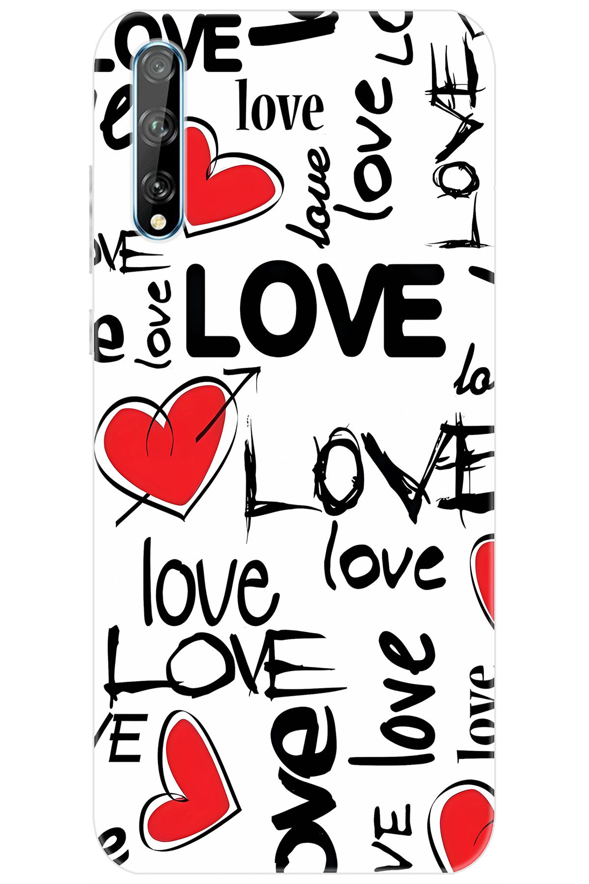 Ceppare Huawei Y8P (AQM-LX1) Uyumlu Kılıf Desen Baskılı Silikon Love Kalpler STK:638 CP-6pT2qXB