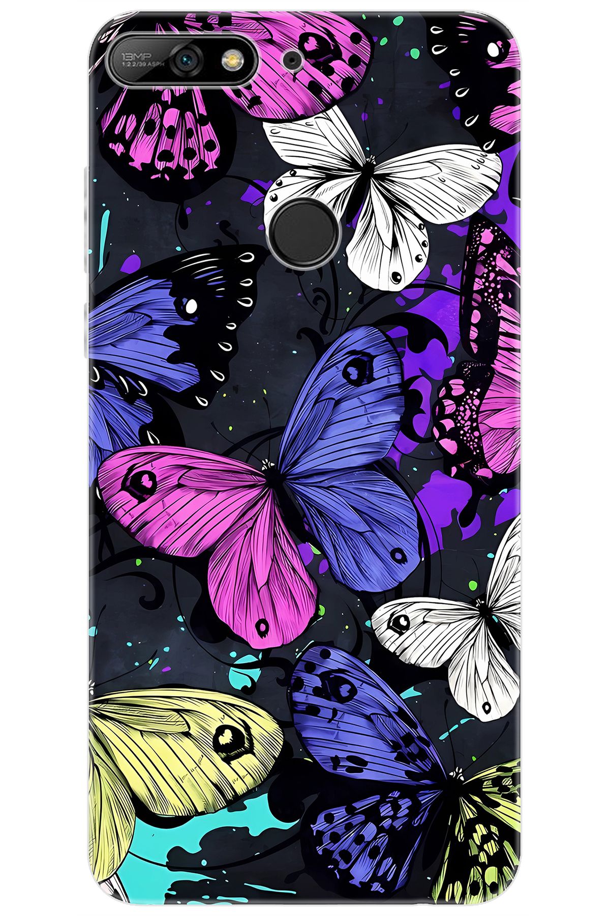 Ceppare Huawei Y7 2018 (LDN-L01) Uyumlu Kılıf Desen Baskı Silikon Kalp Yapan Kelebek STK:651 CP-lWJhEsE