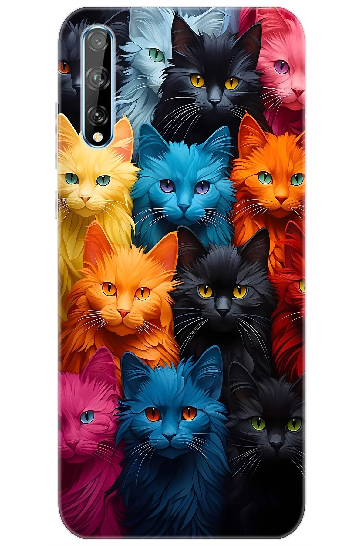 Ceppare Huawei Y8P (AQM-LX1) Uyumlu Kılıf Desen Baskılı Silikon Renkli Kediler STK:713 CP-zMfZIZW