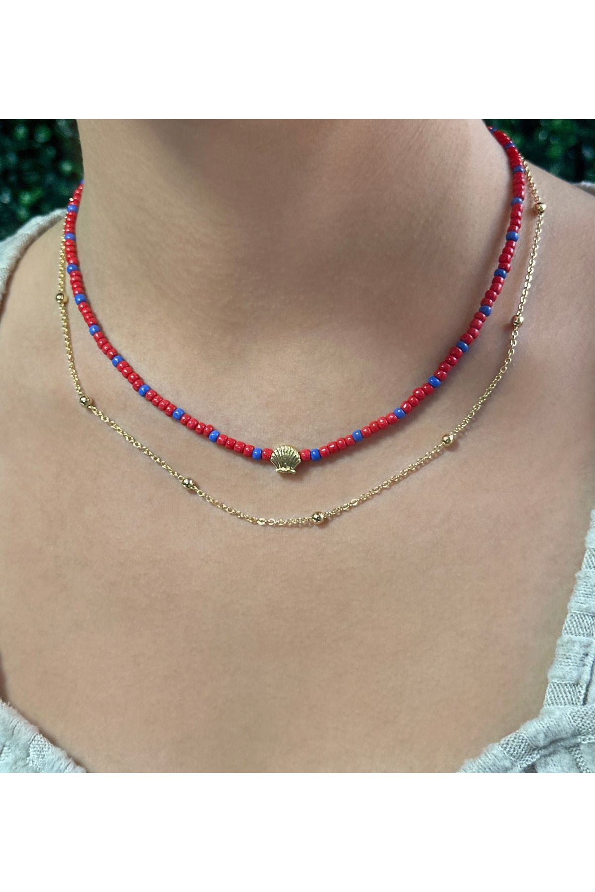 Rakoz Design İkili Boncuk Kolye