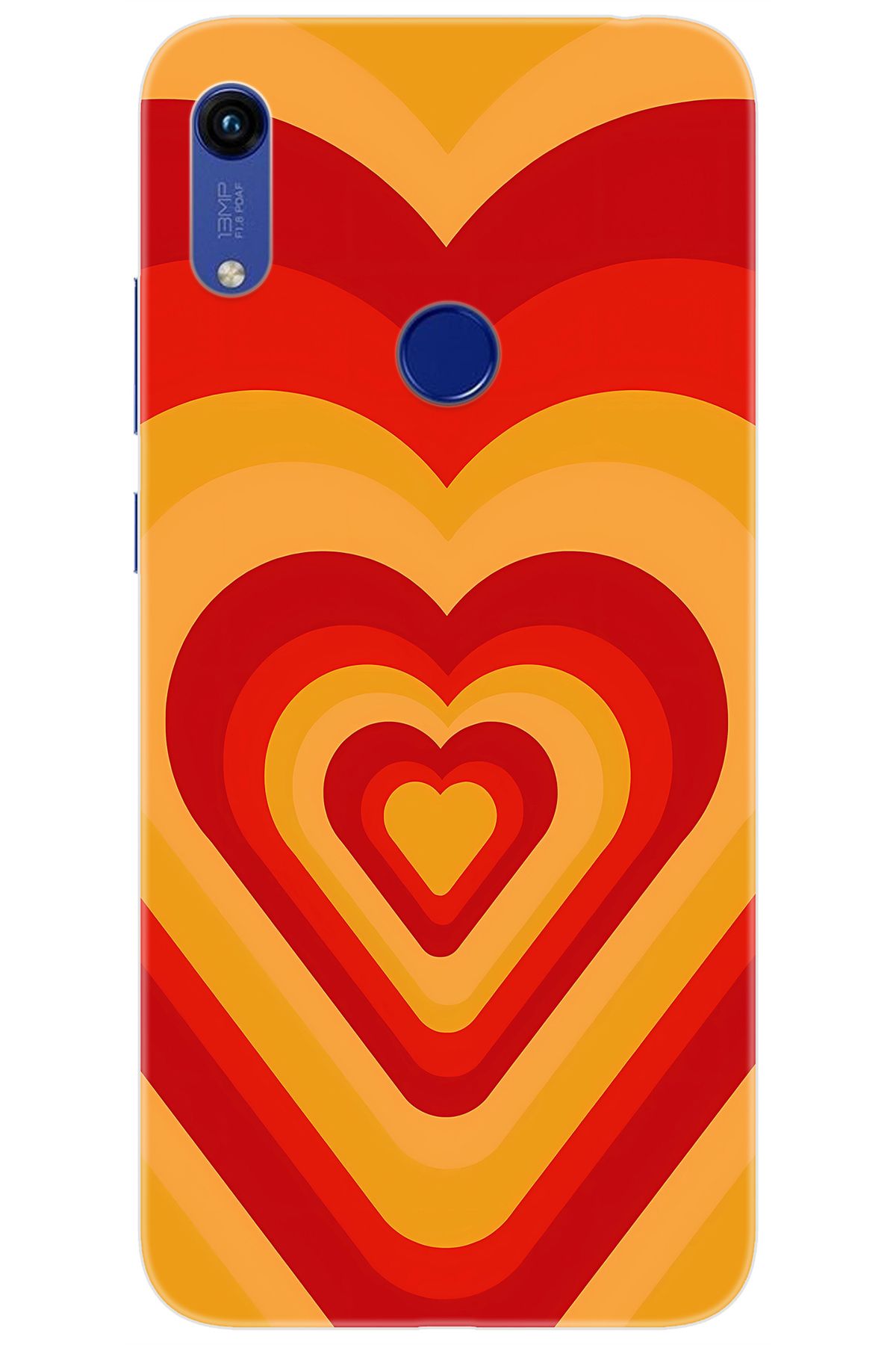 Ceppare Huawei Y6S 2019 (JAT-L41) Uyumlu Kılıf Desenli Silikon Sarı Kırmızı Kalpler STK:1009 CP-Grt1byP