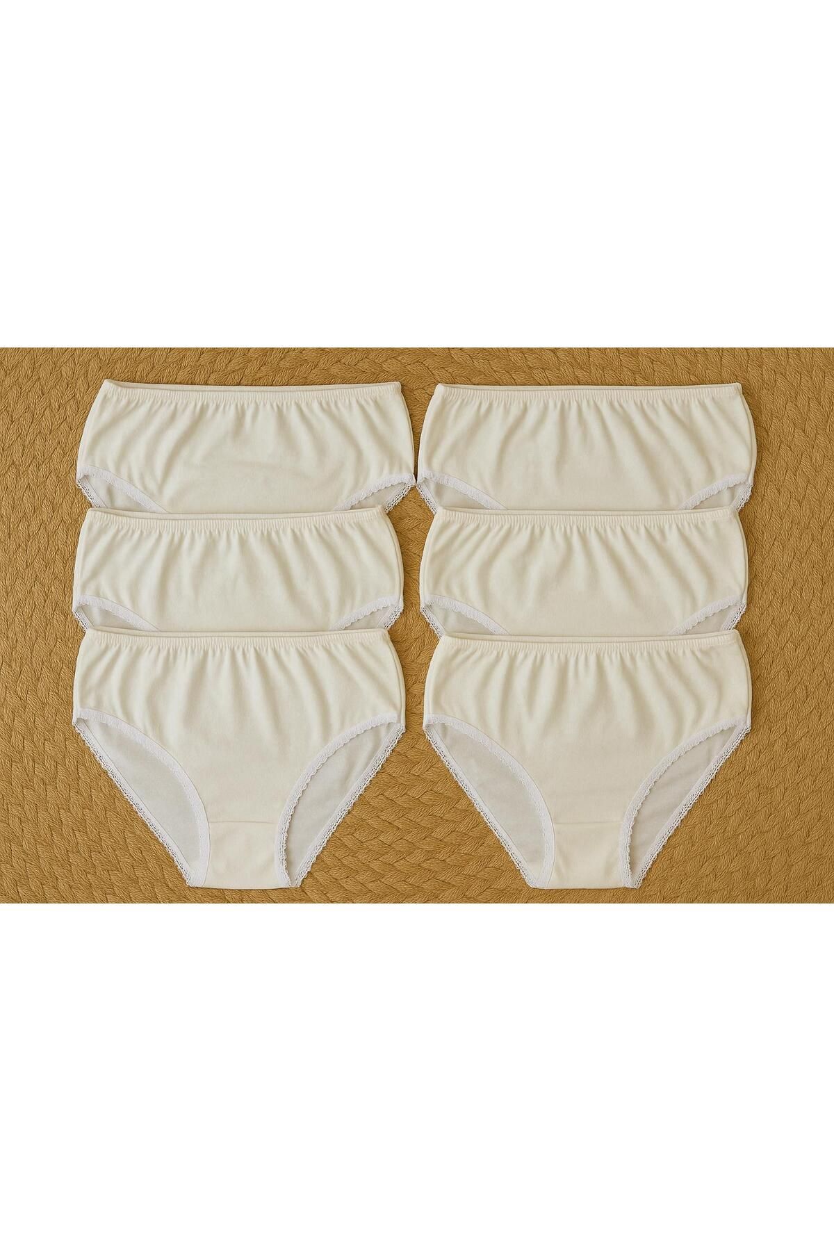 MODA 6'lı Yüksek Bel Battal Beden Slip Külot Seti – Krem, 2XL & 3XL Uyumlu