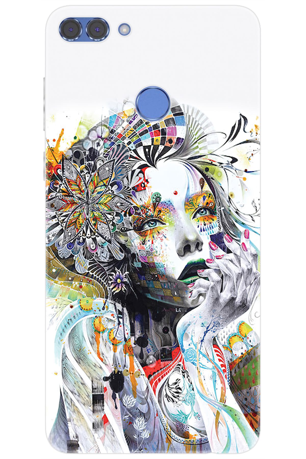 Ceppare Huawei Y9 2018 (FLA-LX1/LX2) Uyumlu Kılıf Desen Baskılı Silikon Düşünen Kız STK:574 CP-c136aC2