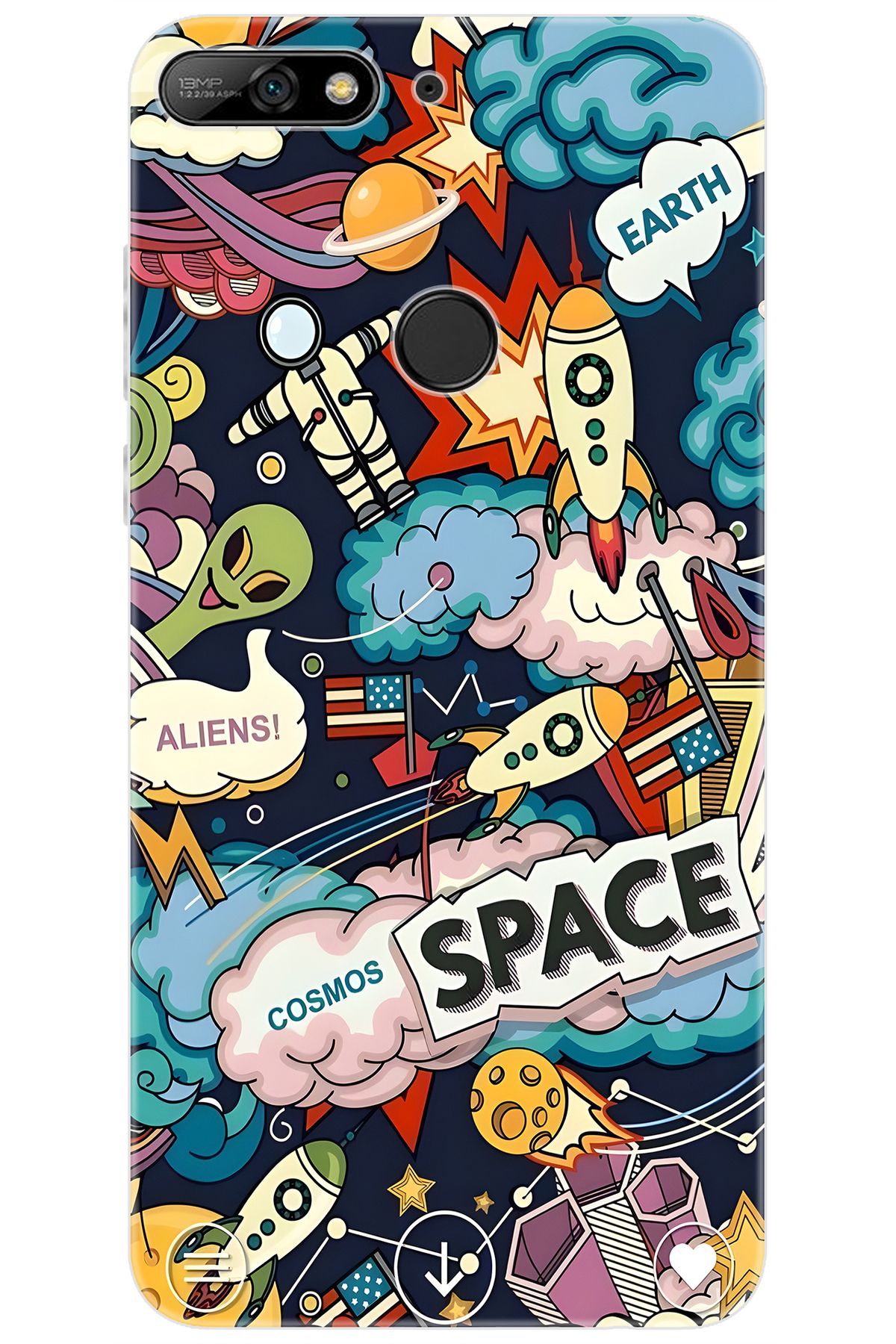 Ceppare Huawei Y7 PRO 2018 (LDN-LX2) Uyumlu Kılıf Desen Baskılı Silikon Space STK:633 CP-7IYIaSi