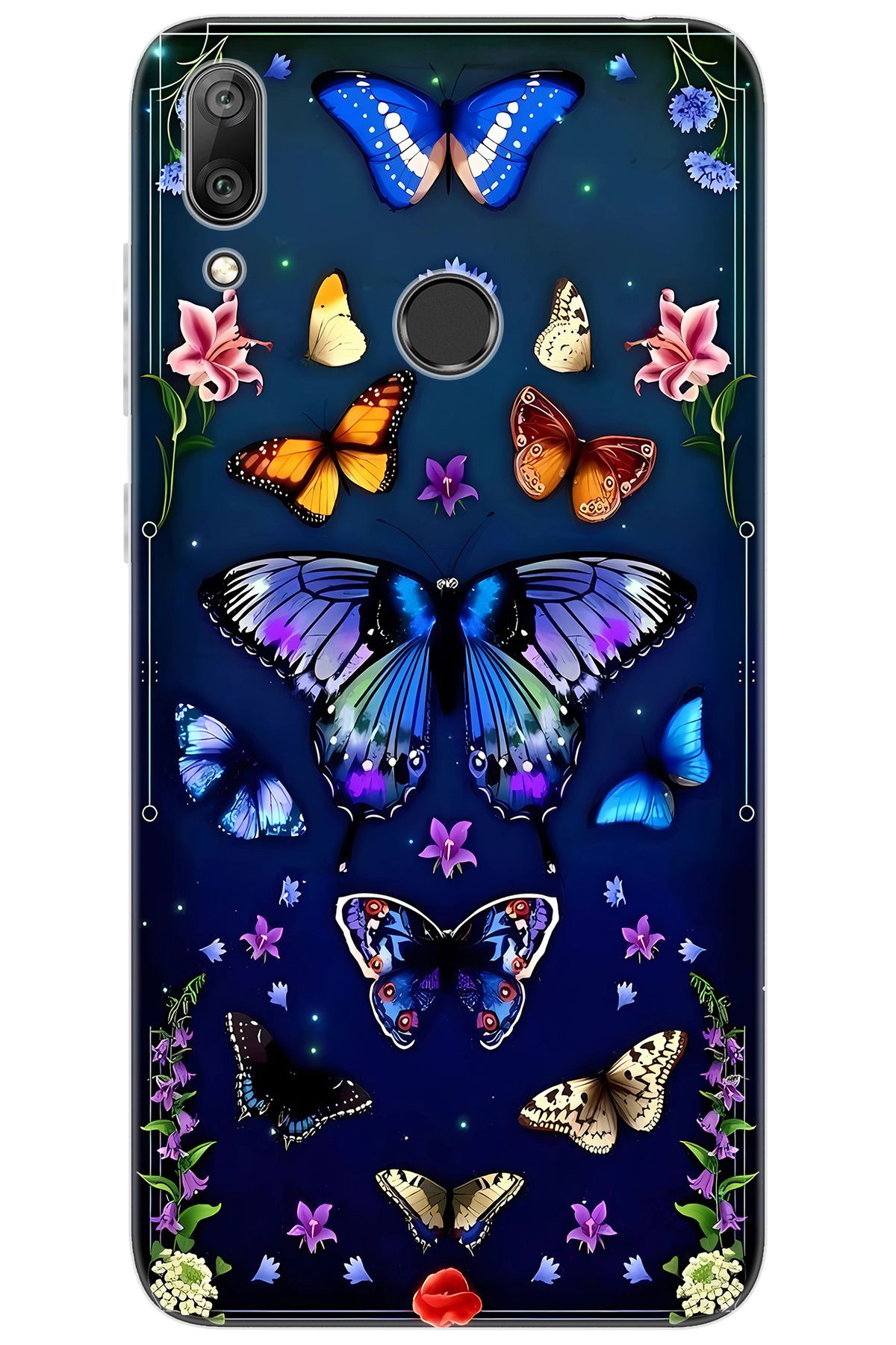 Ceppare Huawei Y7 PRO 2019 (DUB-LX2) Uyumlu Kılıf Desen Baskılı Silikon Kelebek STK:669 CP-svXwqdu