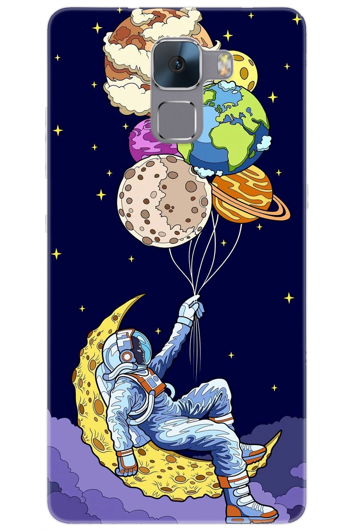 Ceppare Huawei Honor 7 (PLK-L01) Uyumlu Kılıf Desen Baskılı Silikon Astronot STK:729 CP-8FIbKr9