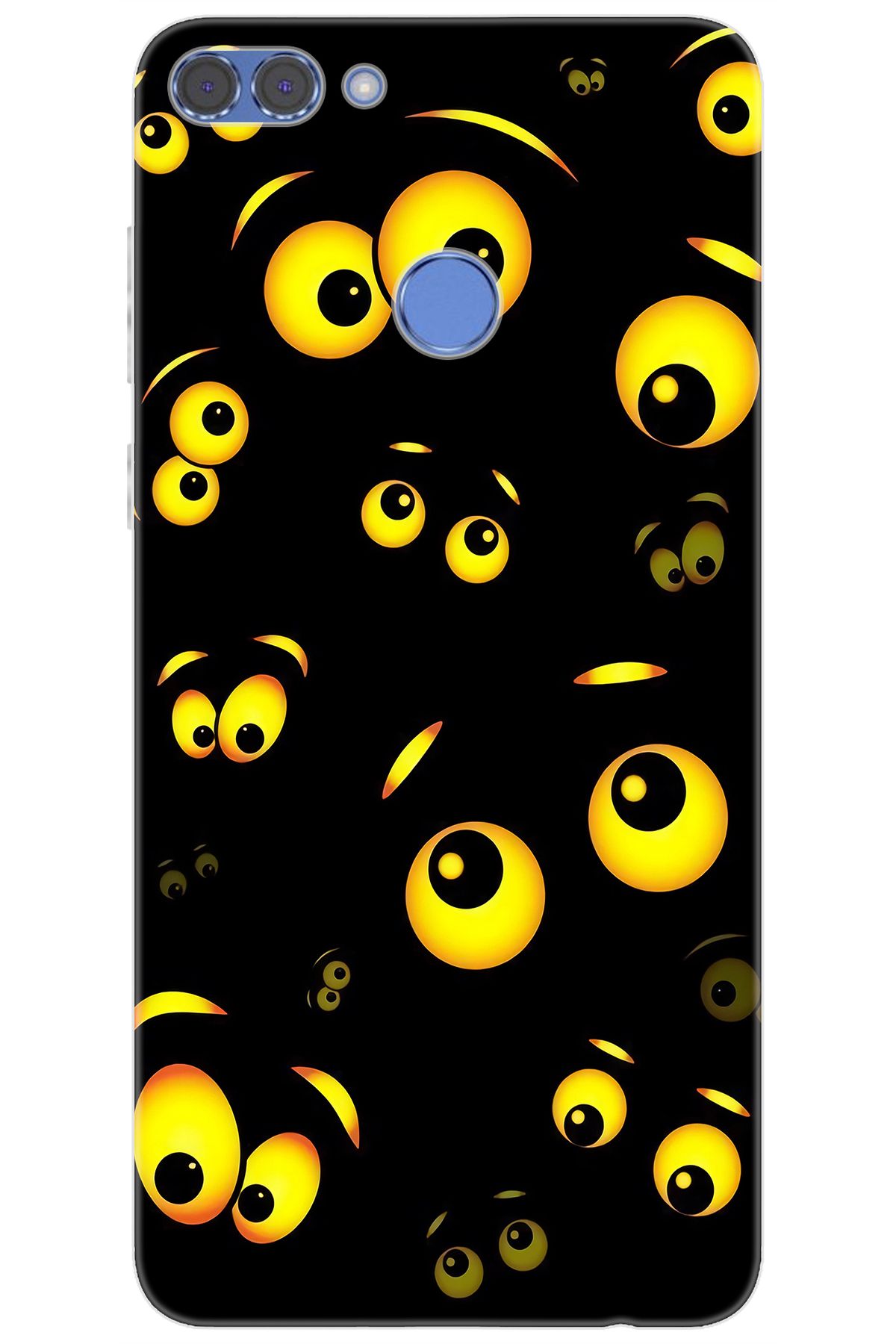 Ceppare Huawei Y9 2018 (FLA-LX1/LX2) Uyumlu Kılıf Desen Baskılı Silikon Emoji Gözler STK:746 CP-bMFJMin