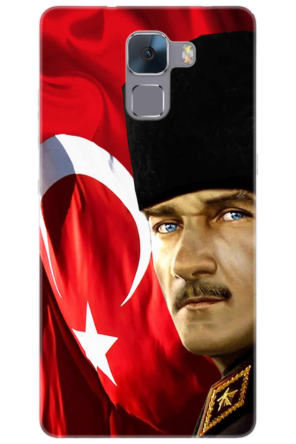 Ceppare Huawei Honor 7 (PLK-L01) Uyumlu Kılıf Desenli Silikon Atatürk ve Türk Bayrağı STK:726 CP-a8ritu8