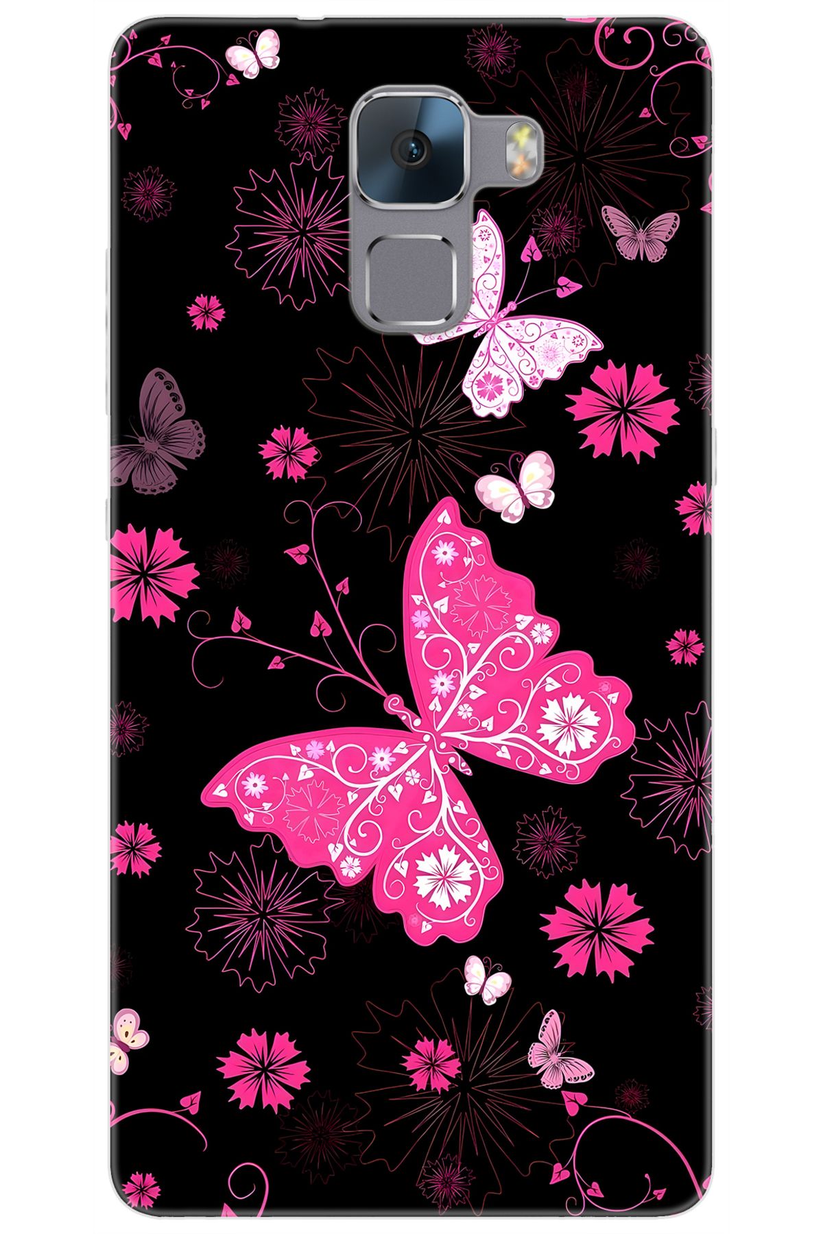 Ceppare Huawei Honor 7 (PLK-L01) Uyumlu Kılıf Desen Baskılı Silikon Kelebekler STK:723 CP-5SPCwdZ