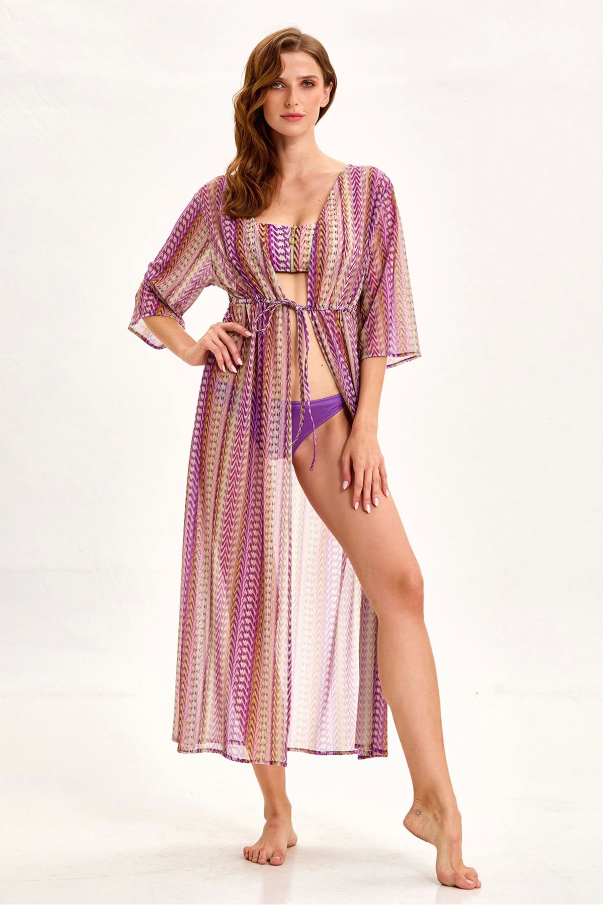 OEM Argento 2106-2079 Önü Açık Uzun Kaftan