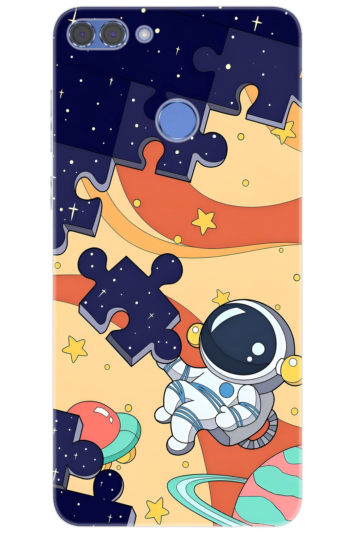 Ceppare Huawei Y9 2018 (FLA-LX1/LX2) Uyumlu Kılıf Desen Baskılı Silikon Astronot STK:646 CP-7HUFLGN