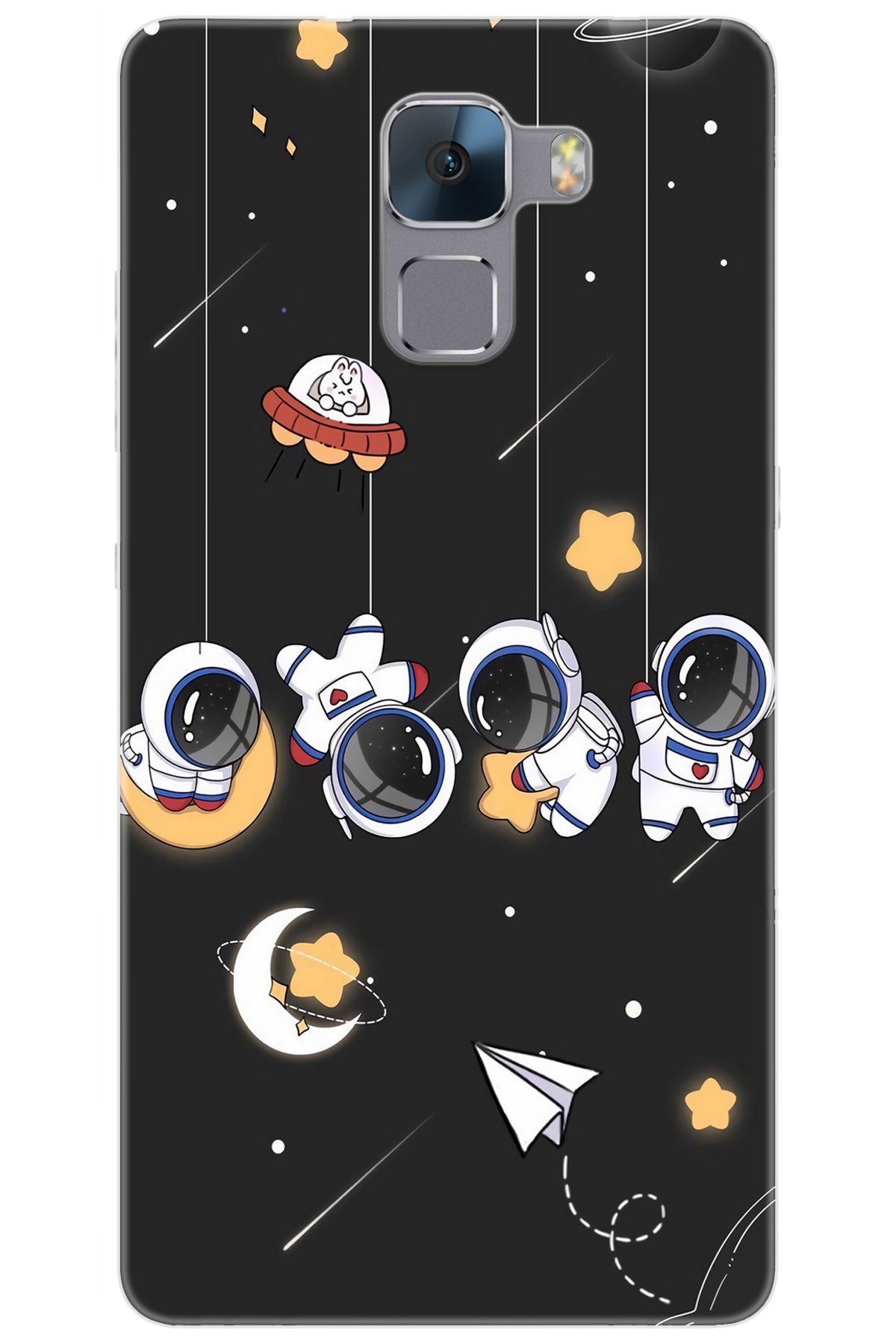 Ceppare Huawei Honor 7 (PLK-L01) Uyumlu Kılıf Desenli Silikon Sallanan Astronotlar STK:740 CP-Eatv7VT