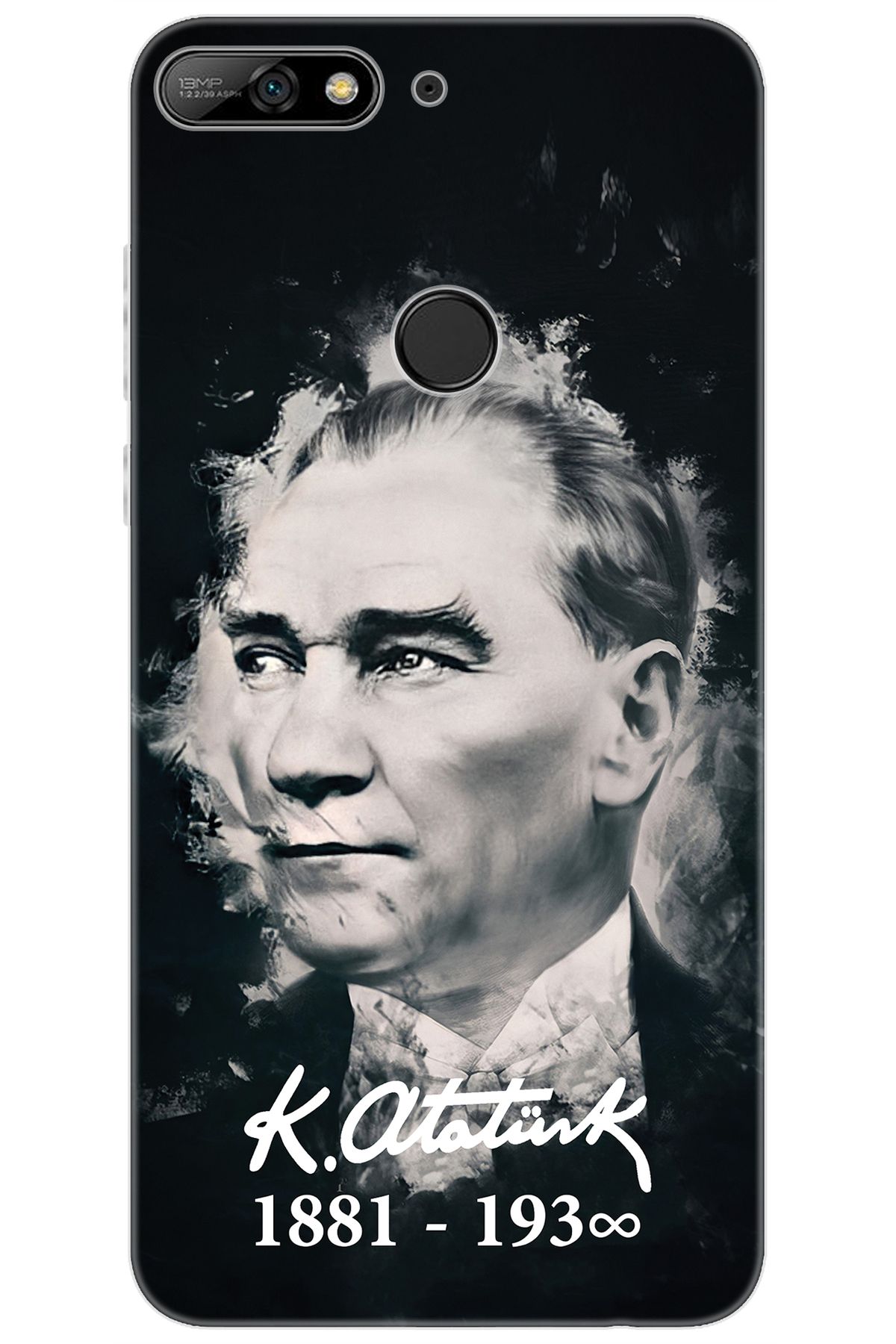 Ceppare Huawei Y7 PRO 2018 (LDN-LX2) Uyumlu Kılıf Desenli Silikon Mustafa Kemal Atatürk STK:388 CP-5RhzJE8