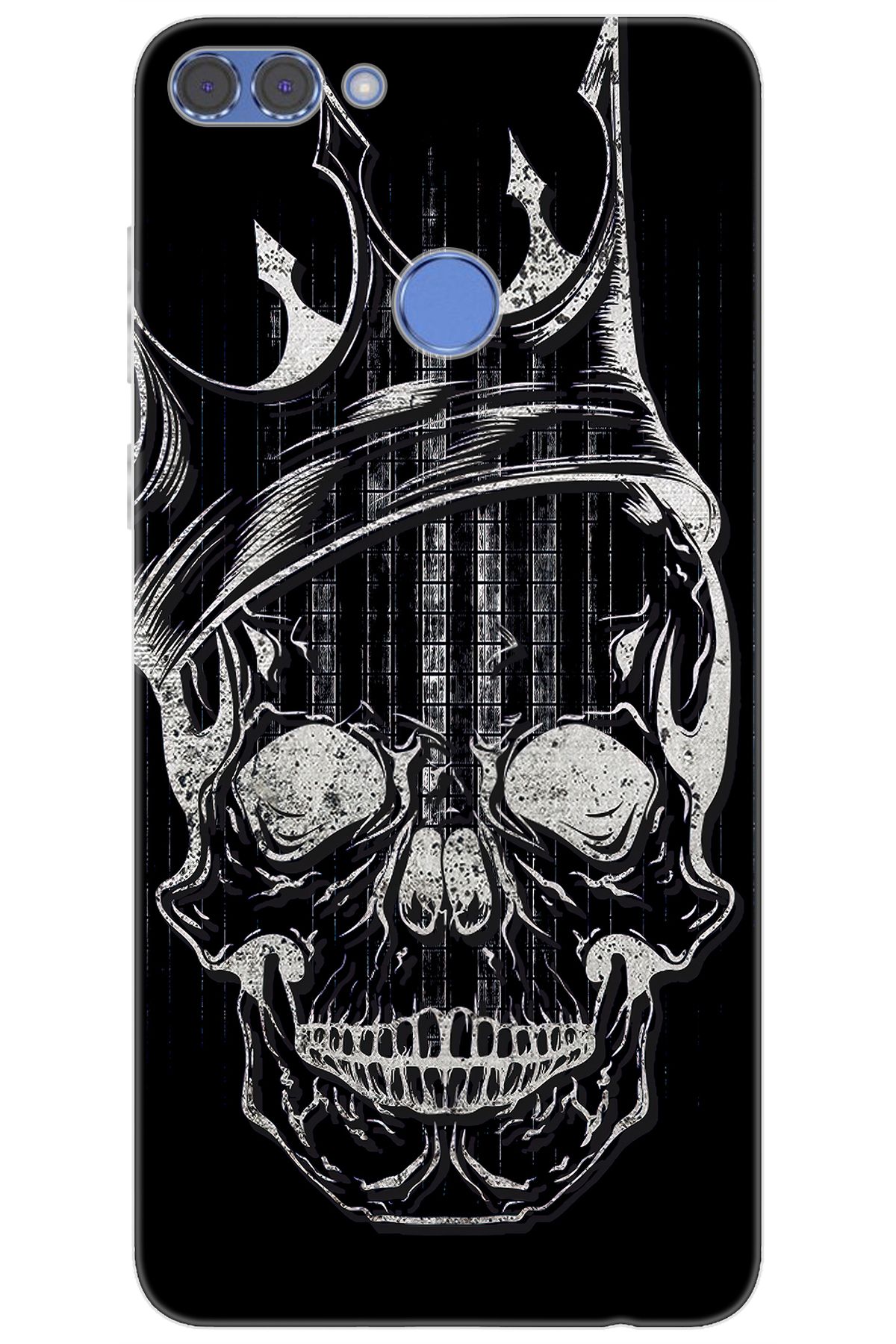 Ceppare Huawei Y9 2018 (FLA-LX1/LX2) Uyumlu Kılıf Desen Baskılı Silikon Kuru Kafa STK:582 CP-mtYJk8g