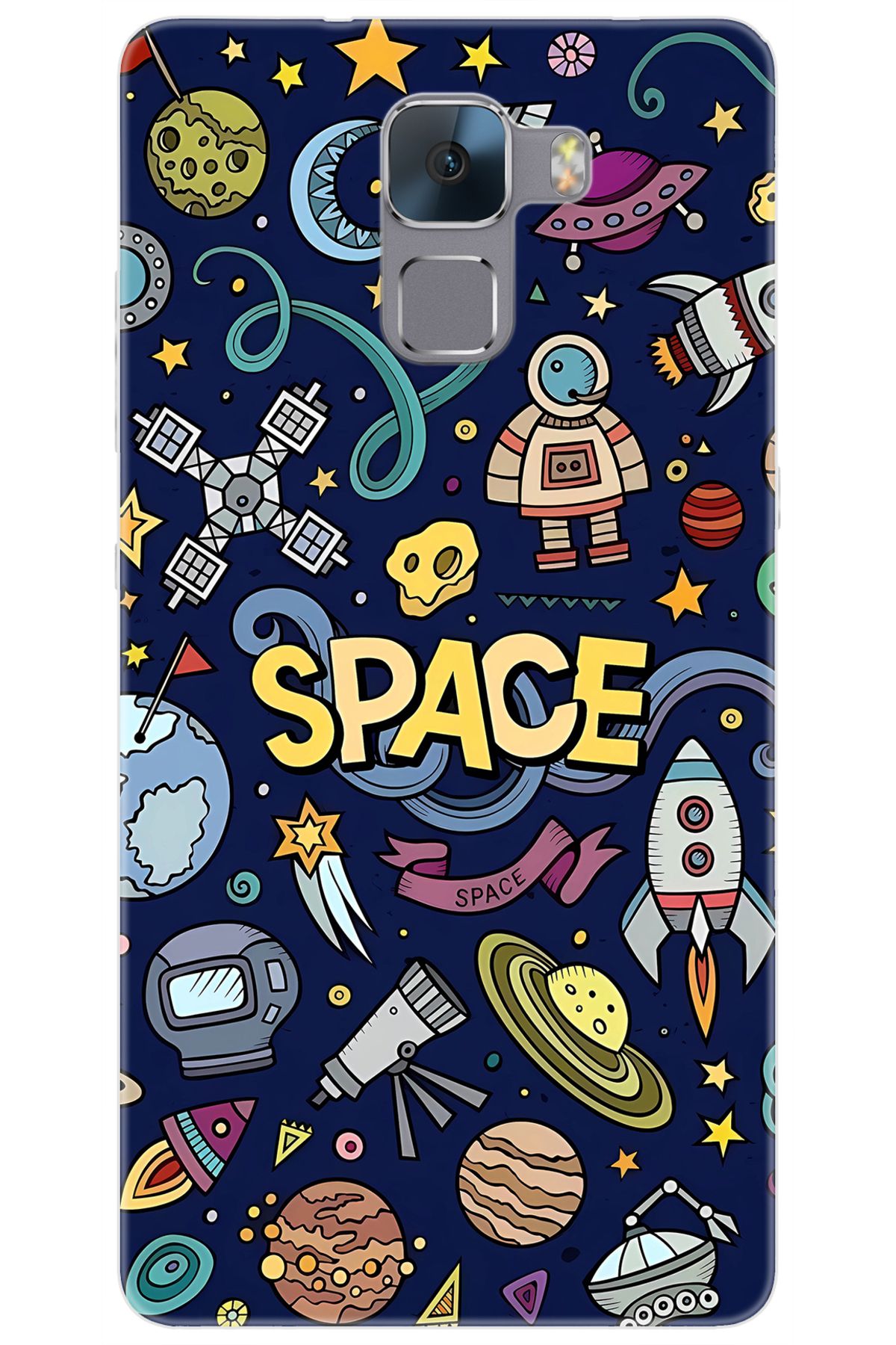 Ceppare Huawei Honor 7 (PLK-L01) Uyumlu Kılıf Desen Baskılı Silikon Space STK:623 CP-XMP88Dq