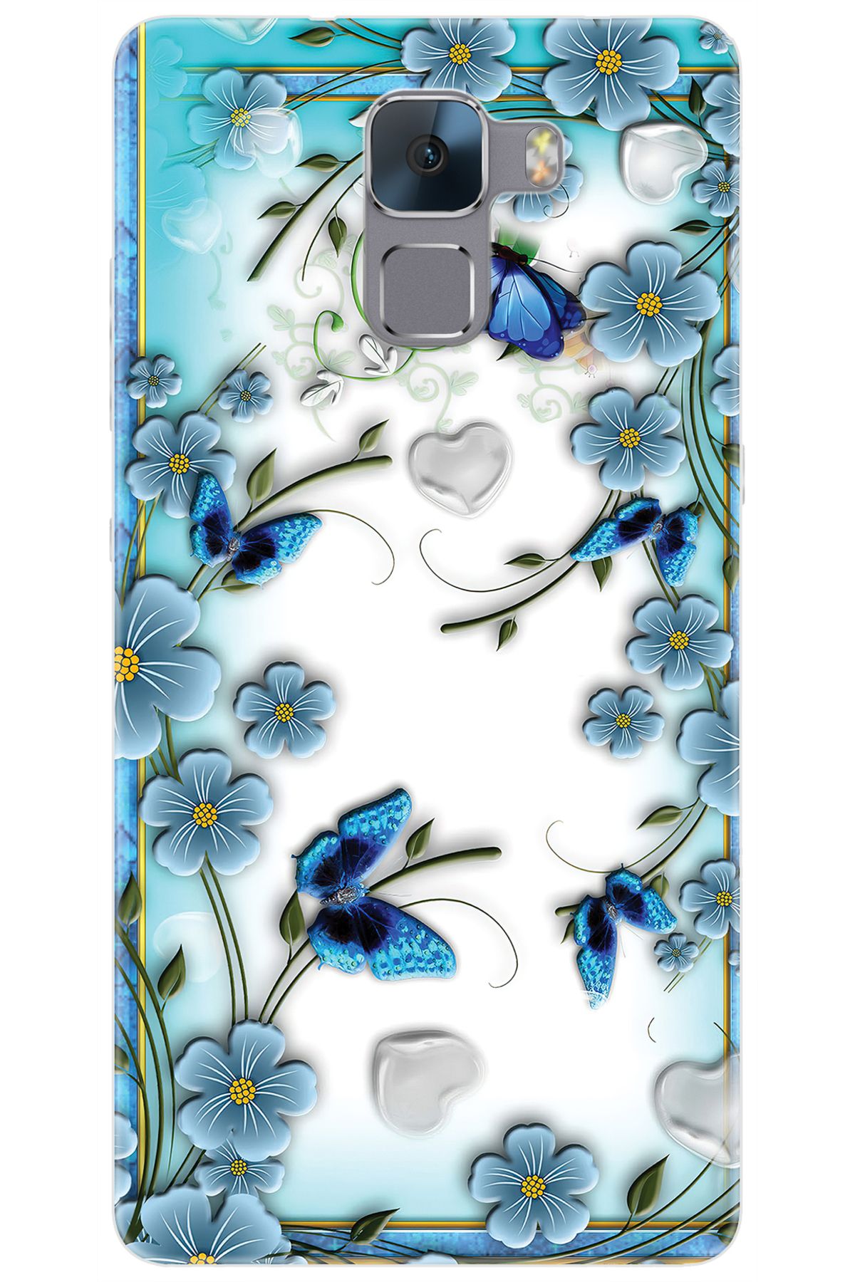 Ceppare Huawei Honor 7 (PLK-L01) Uyumlu Kılıf Desen Baskı Silikon Çiçek ve Kelebekler STK:547 CP-sOApm8Q