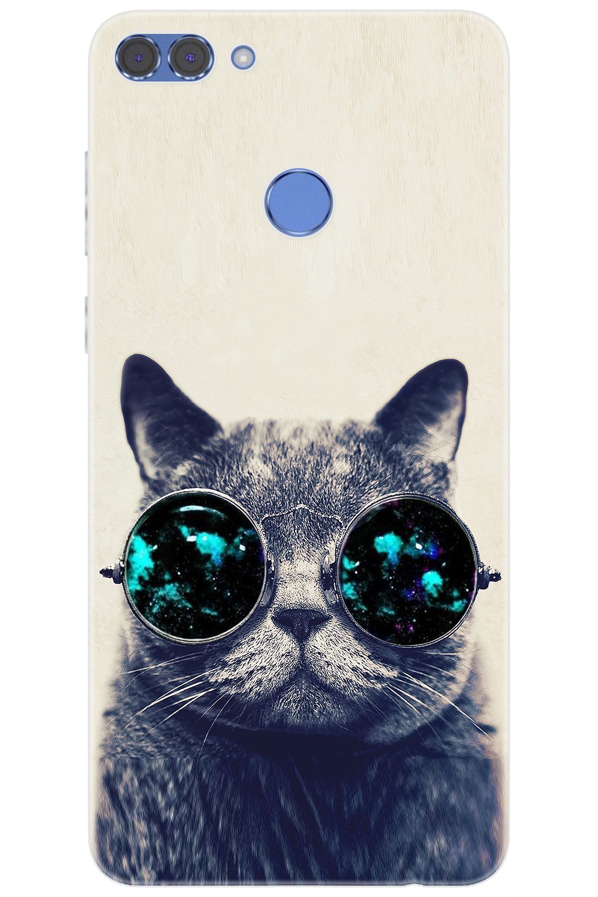 Ceppare Huawei Y9 2018 (FLA-LX1/LX2) Uyumlu Kılıf Desen Baskılı Silikon Gözlüklü Kedi STK:236 CP-HD8qP8V